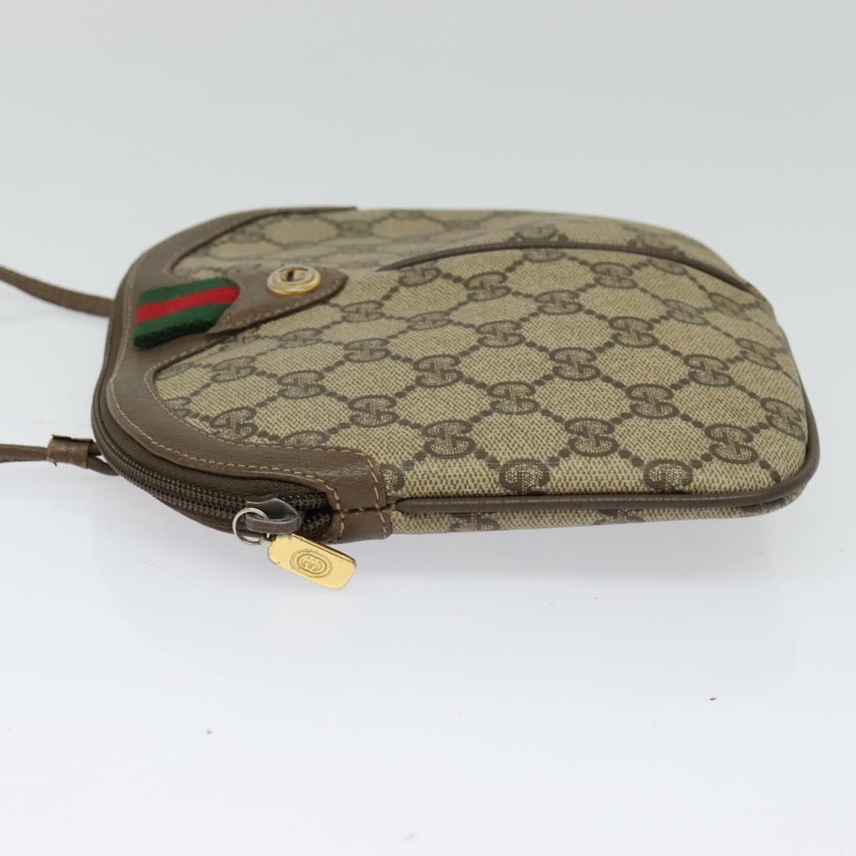 GUCCI GG Supreme Web Sherry Line Bag PVC Beige Gold 904 02 047 Auth ep9738