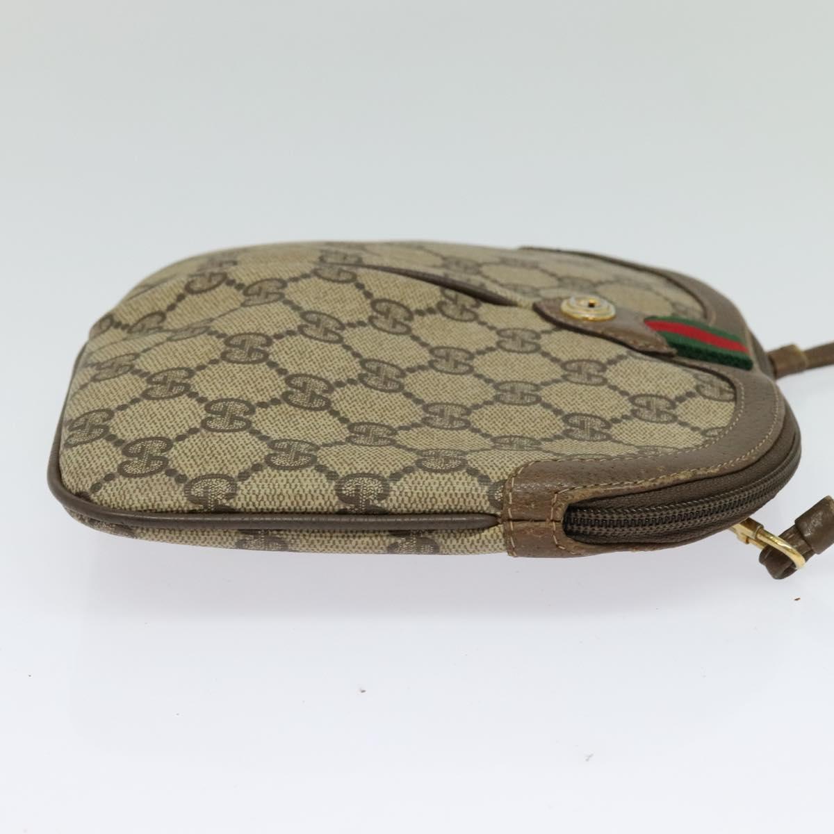 GUCCI GG Supreme Web Sherry Line Bag PVC Beige Gold 904 02 047 Auth ep9738
