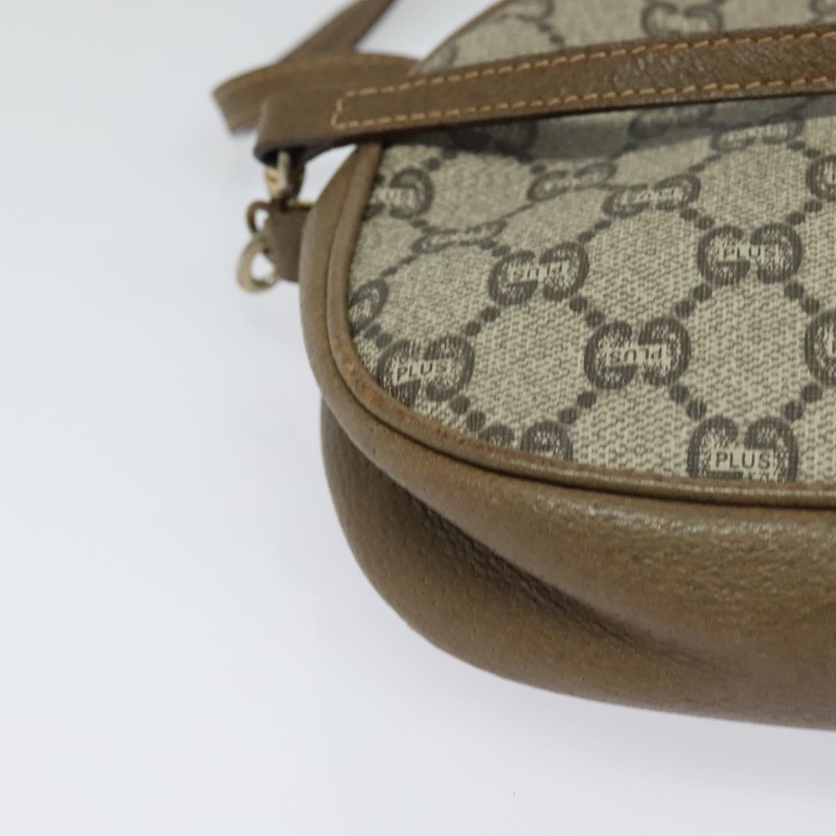 GUCCI GG Plus Supreme Shoulder Bag PVC Beige Gold Auth ep9746