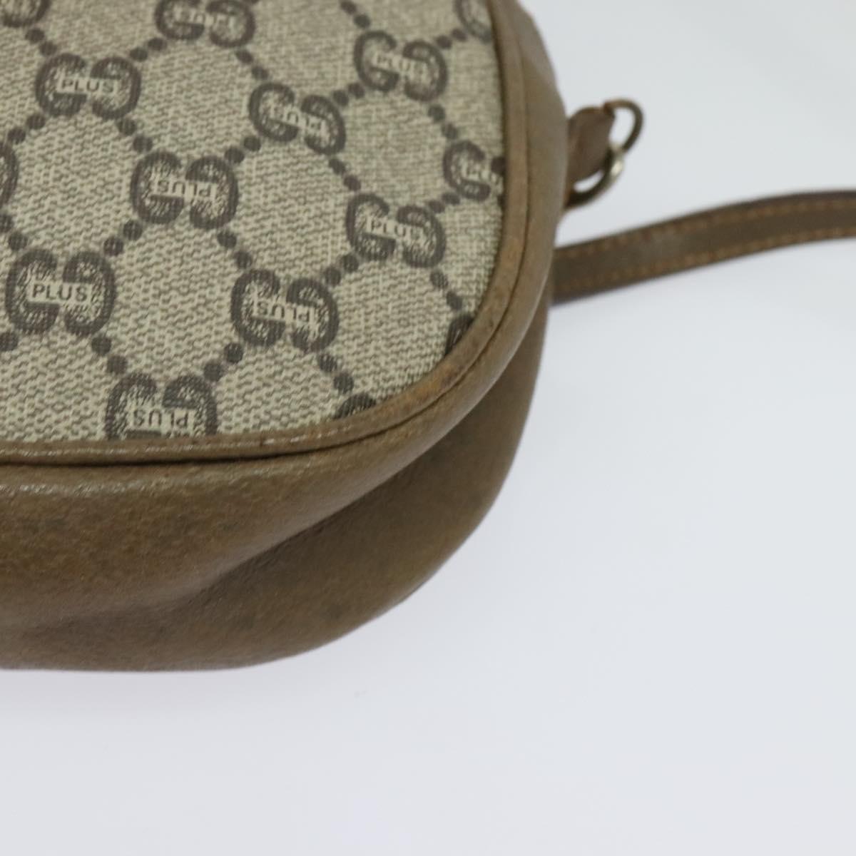GUCCI GG Plus Supreme Shoulder Bag PVC Beige Gold Auth ep9746