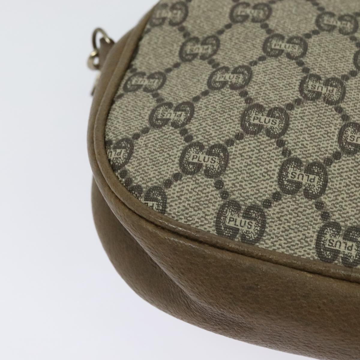 GUCCI GG Plus Supreme Shoulder Bag PVC Beige Gold Auth ep9746