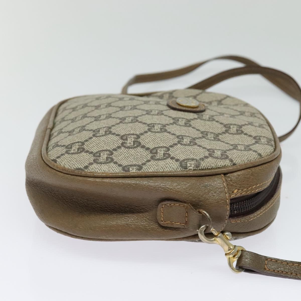 GUCCI GG Plus Supreme Shoulder Bag PVC Beige Gold Auth ep9746