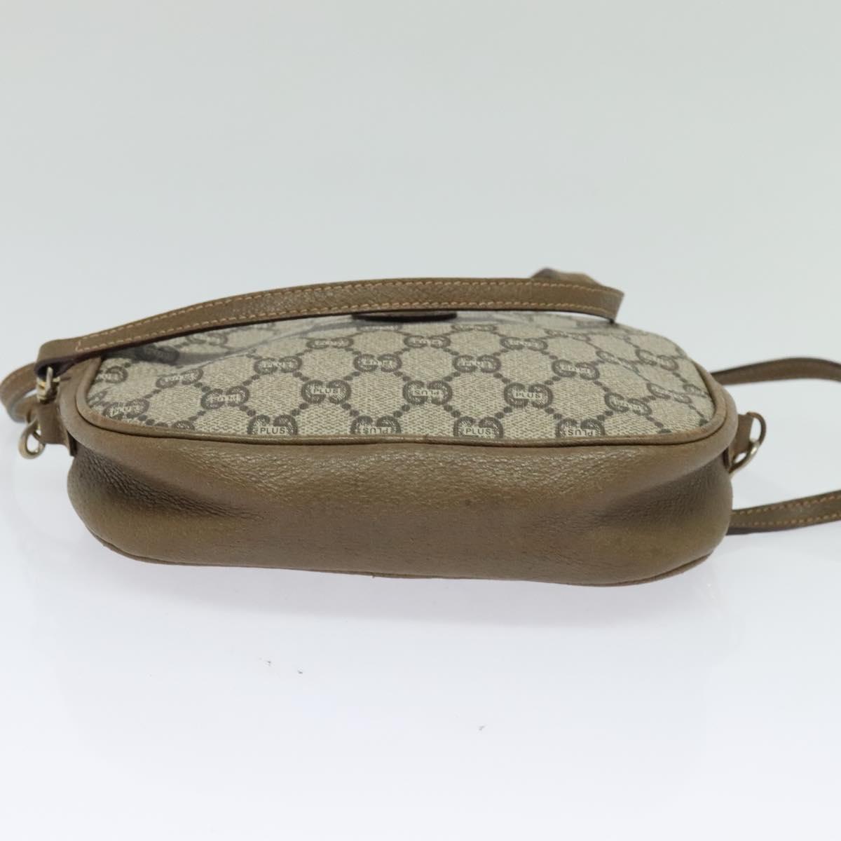 GUCCI GG Plus Supreme Shoulder Bag PVC Beige Gold Auth ep9746