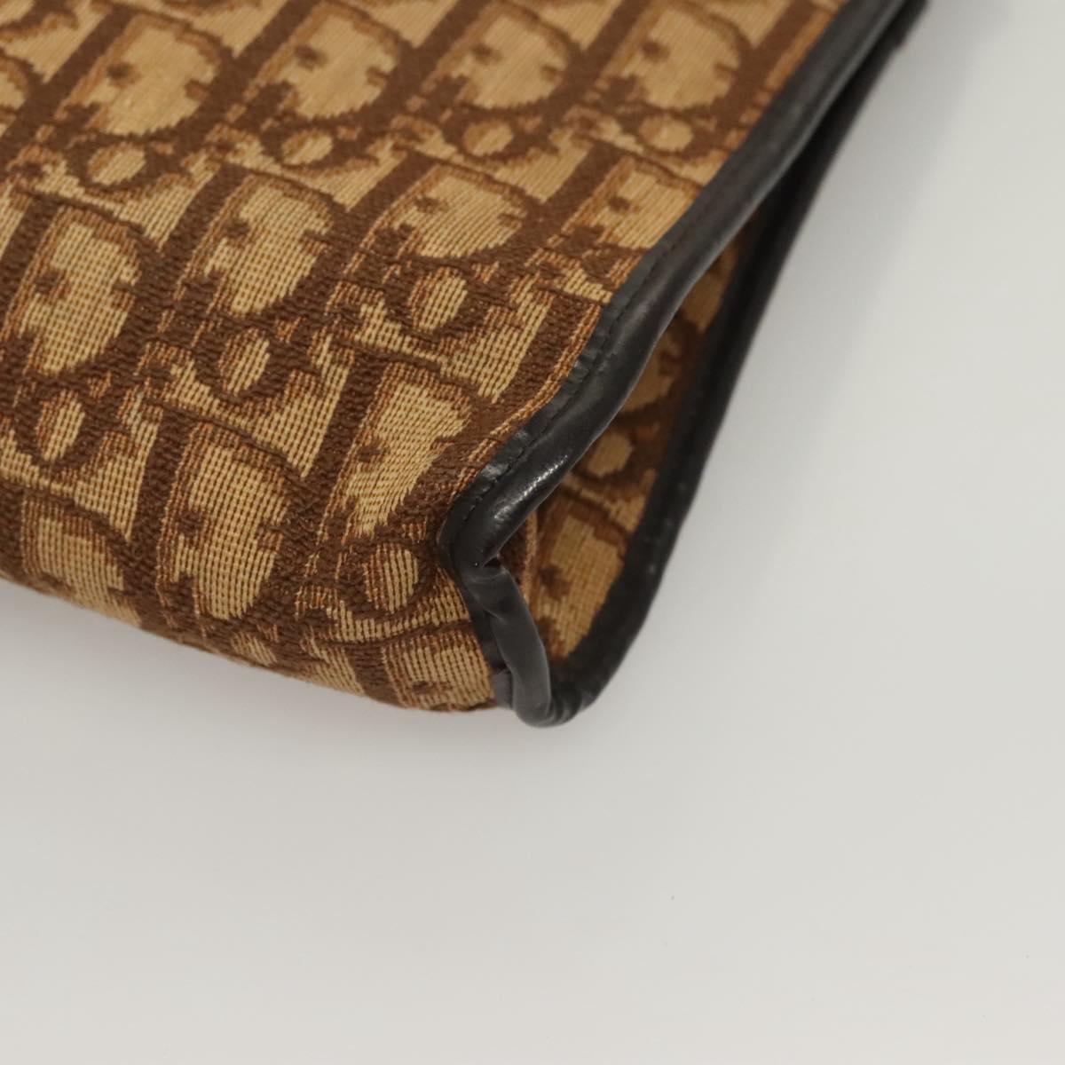 Christian Dior Trotter Canvas Shoulder Bag Brown Gold Auth ep9752