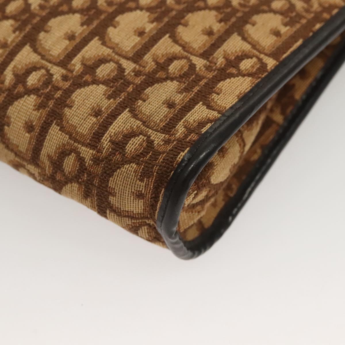 Christian Dior Trotter Canvas Shoulder Bag Brown Gold Auth ep9752