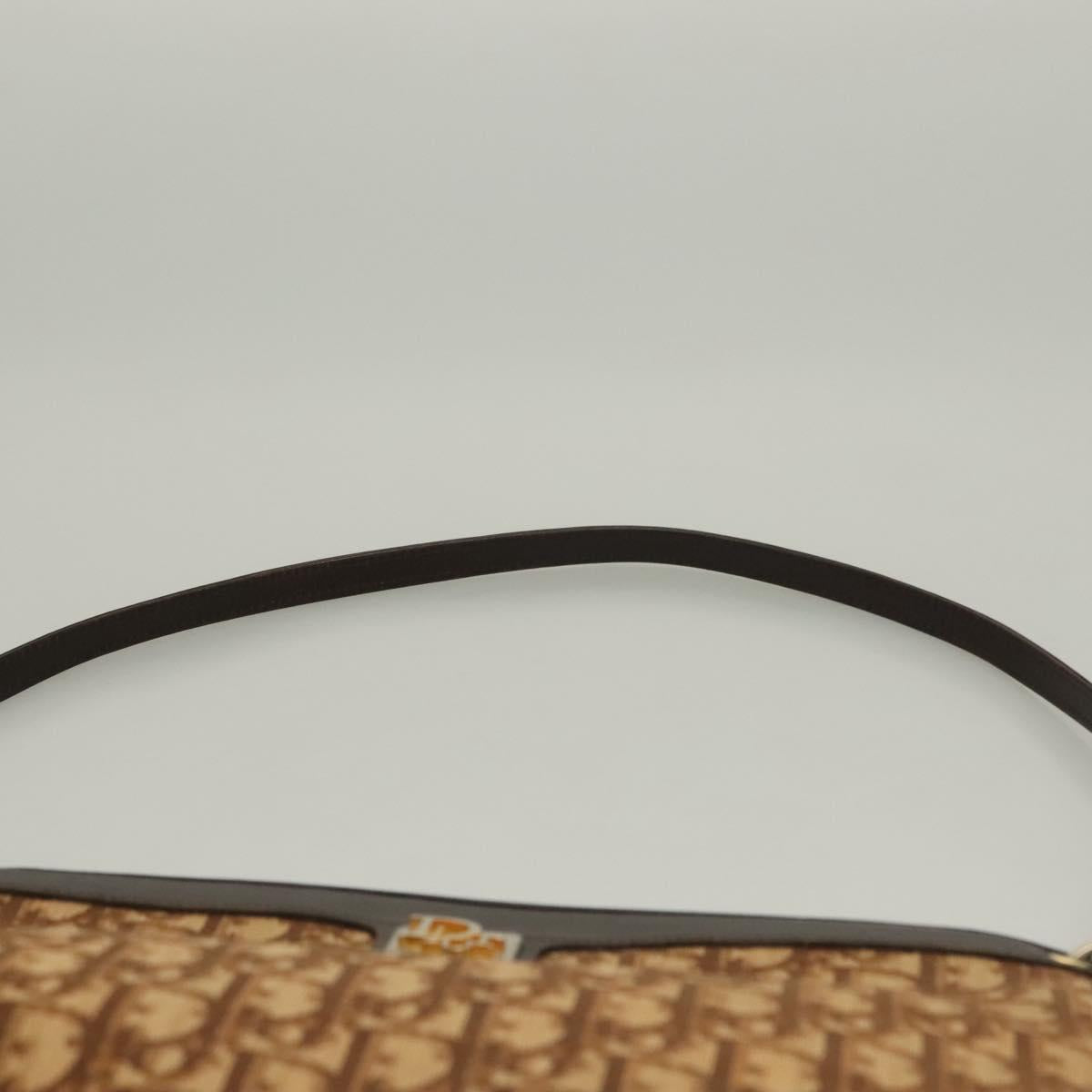 Christian Dior Trotter Canvas Shoulder Bag Brown Gold Auth ep9752
