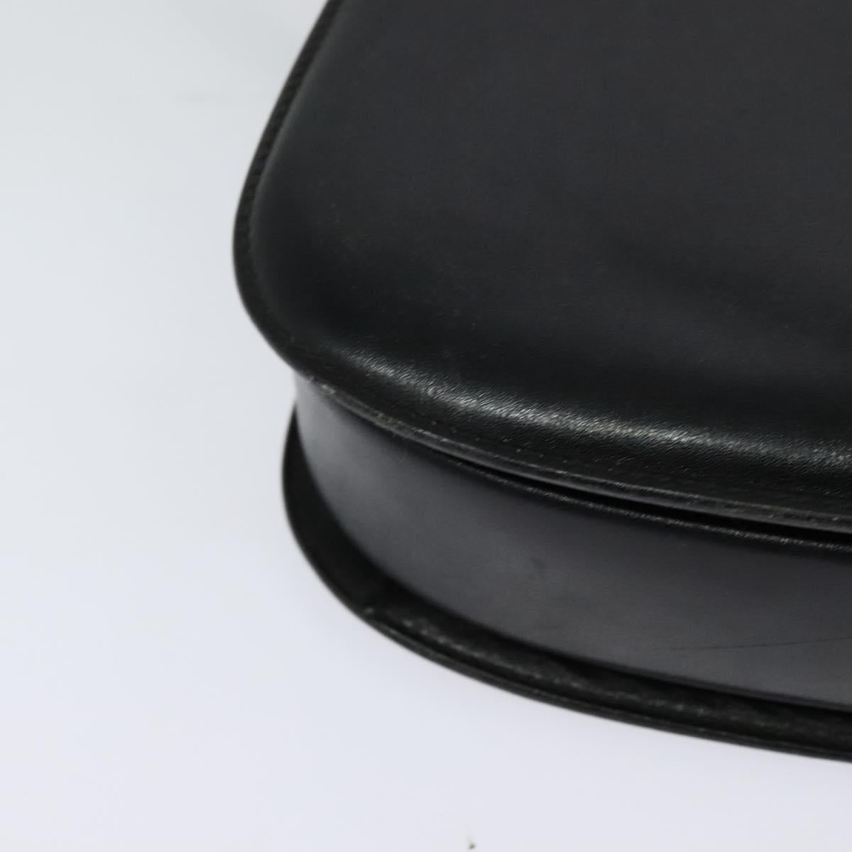 GUCCI Shoulder Bag Leather Black Gold Auth ep9755