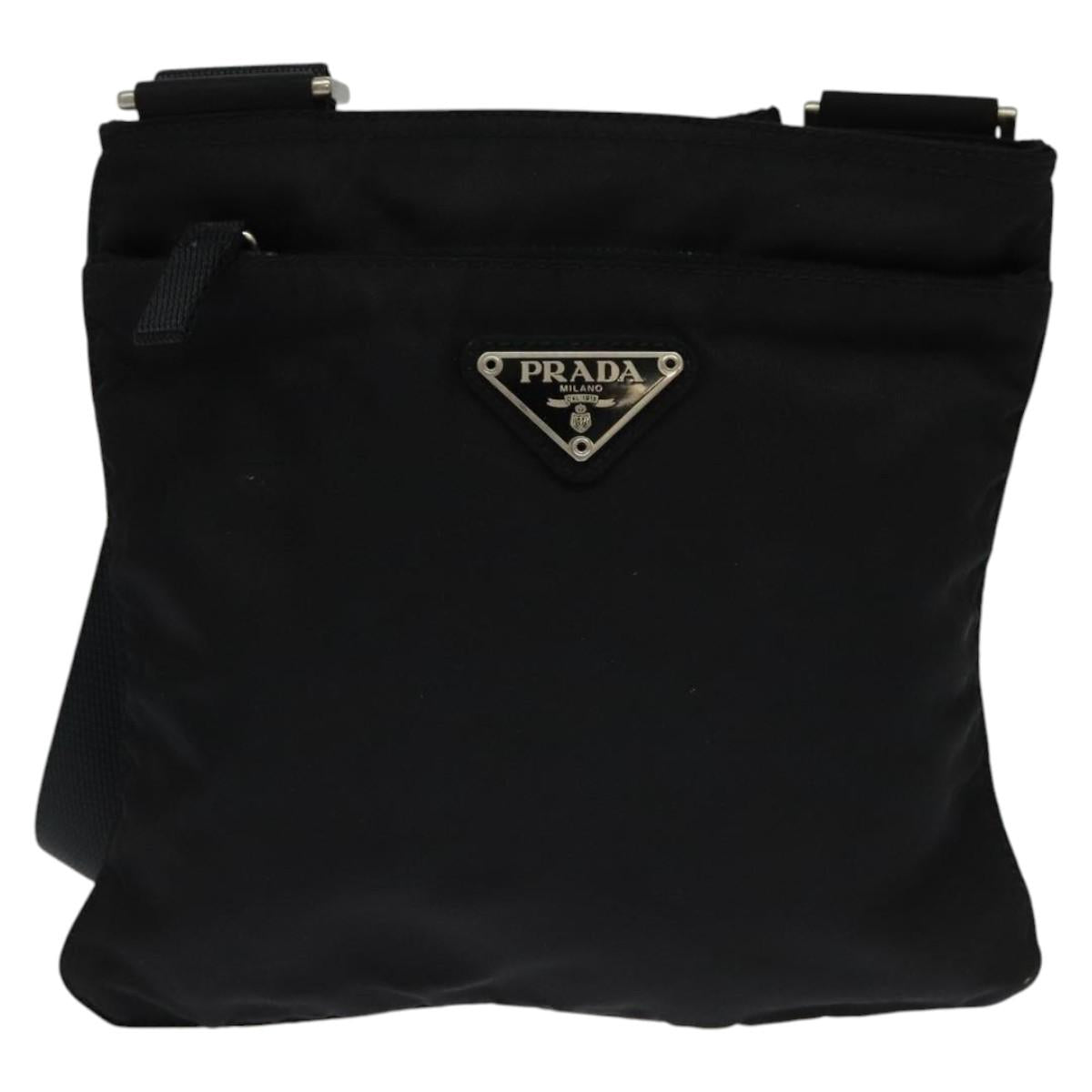 PRADA Shoulder Bag Nylon Black Silver Auth ep9765