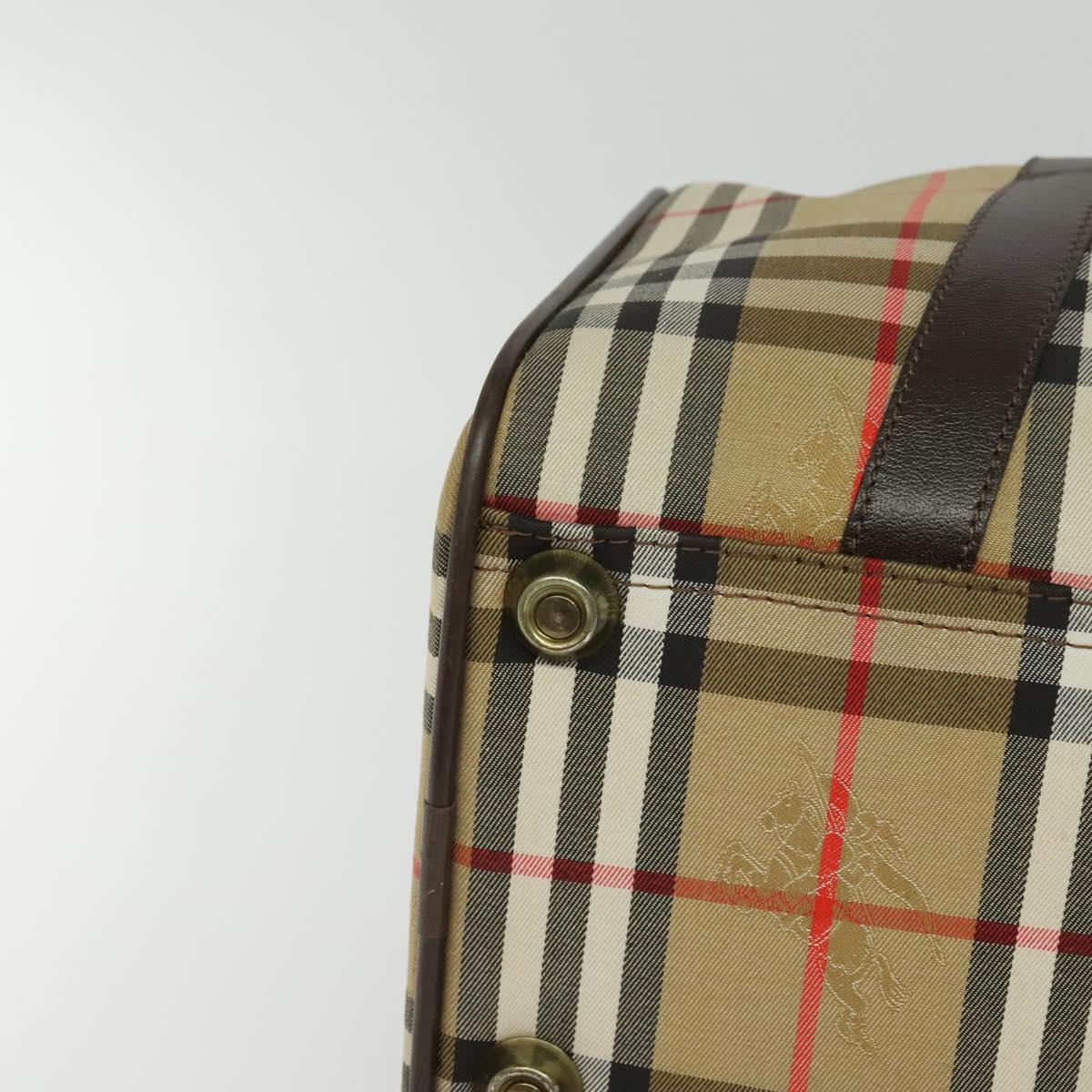 Burberrys Nova Check Boston Bag Canvas Beige Gold Auth ep9770