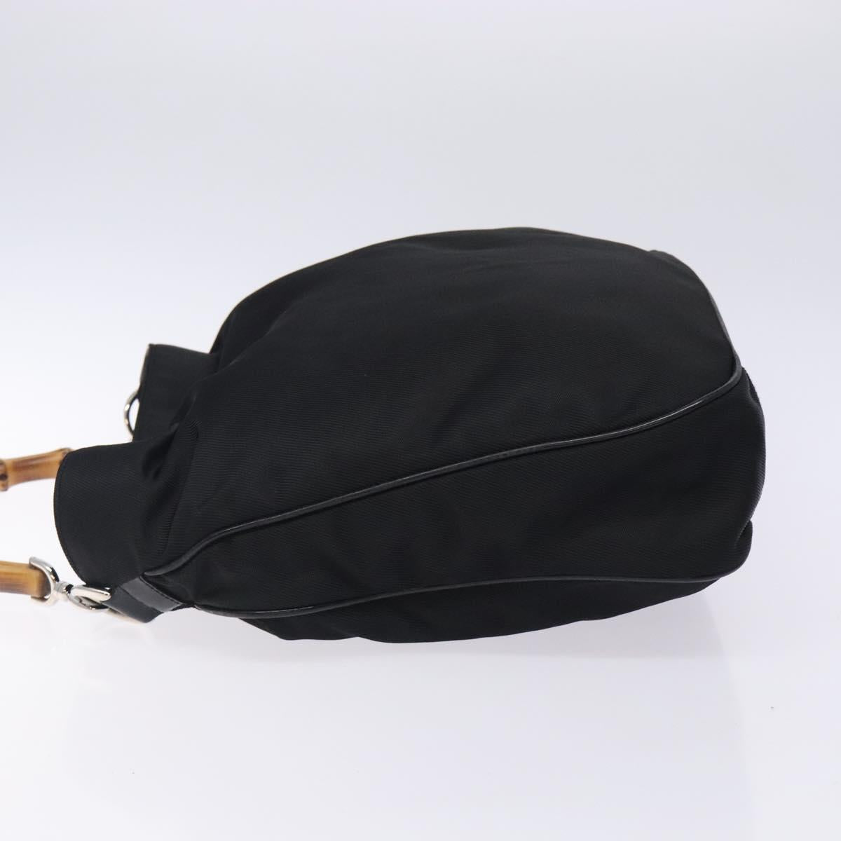 GUCCI Bamboo Hand Bag Nylon Black Silver 001 2123 1577 Auth ep9772