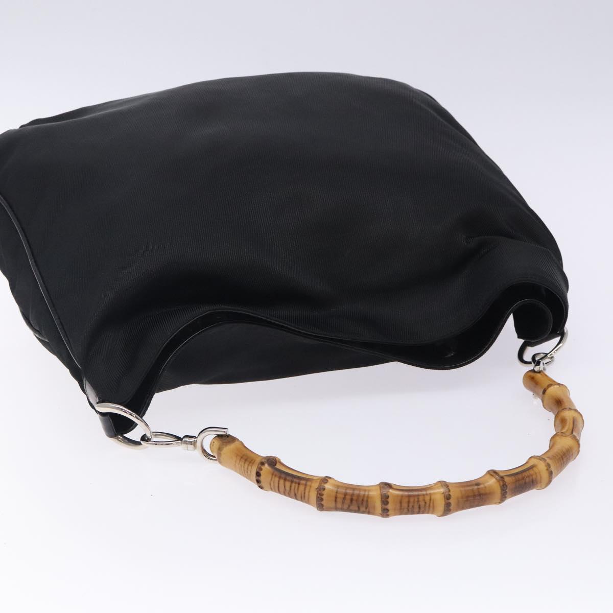 GUCCI Bamboo Hand Bag Nylon Black Silver 001 2123 1577 Auth ep9772