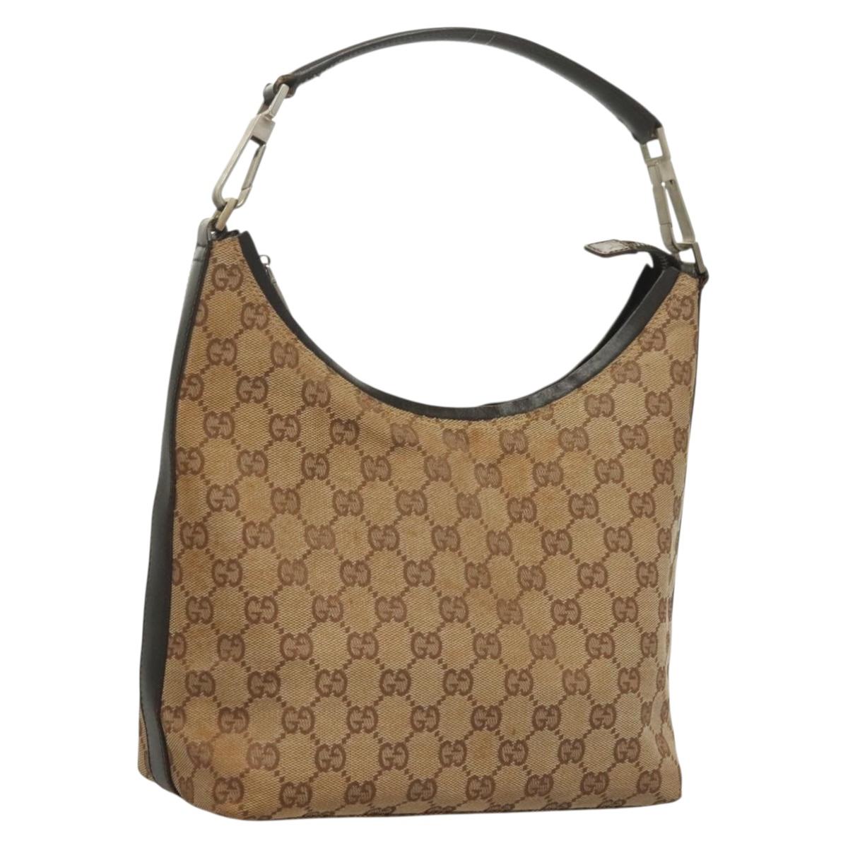 GUCCI GG Canvas Shoulder Bag Beige Gold 000 0602 Auth ep9786