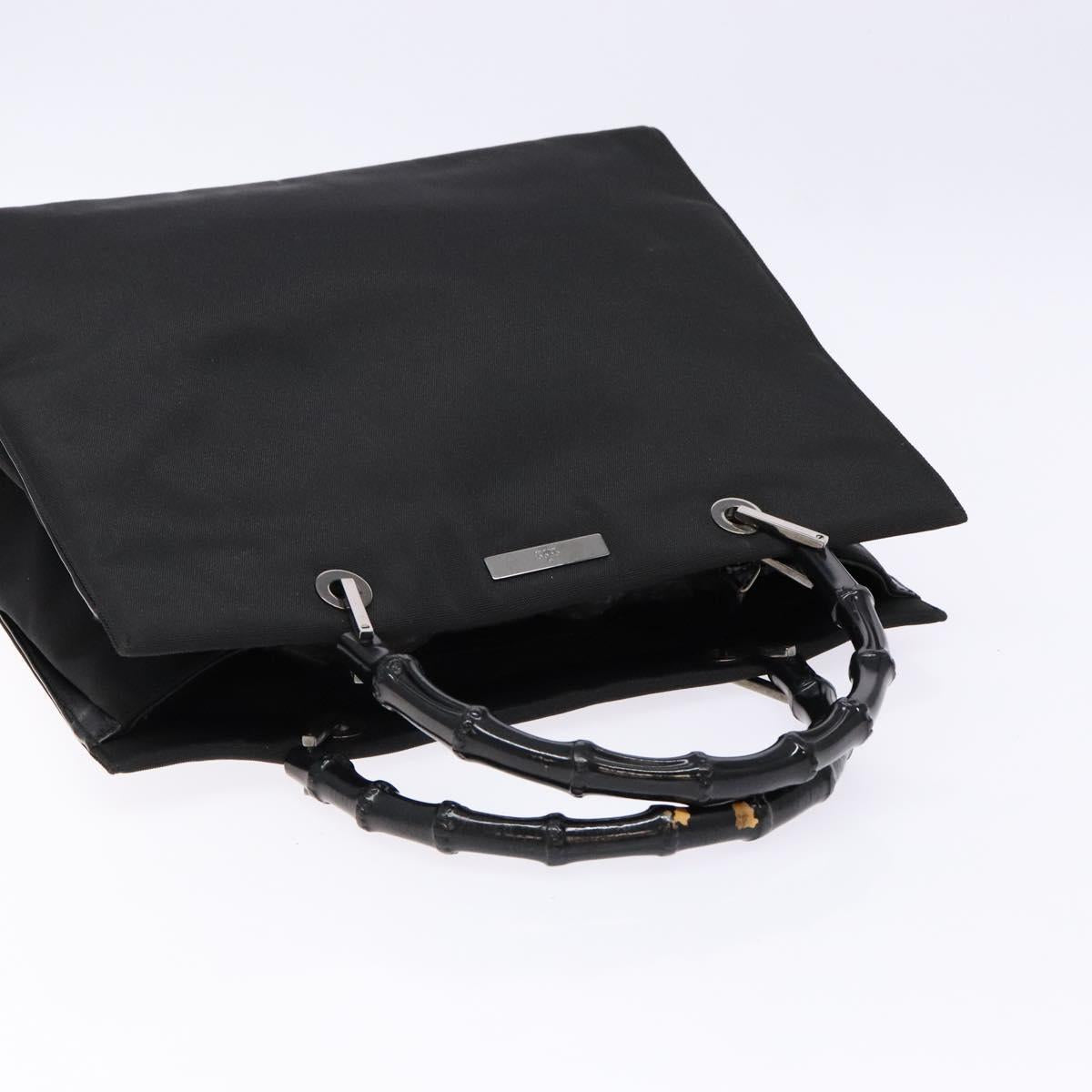 GUCCI Bamboo Hand Bag Nylon Black Silver 002 1010 Auth ep9789