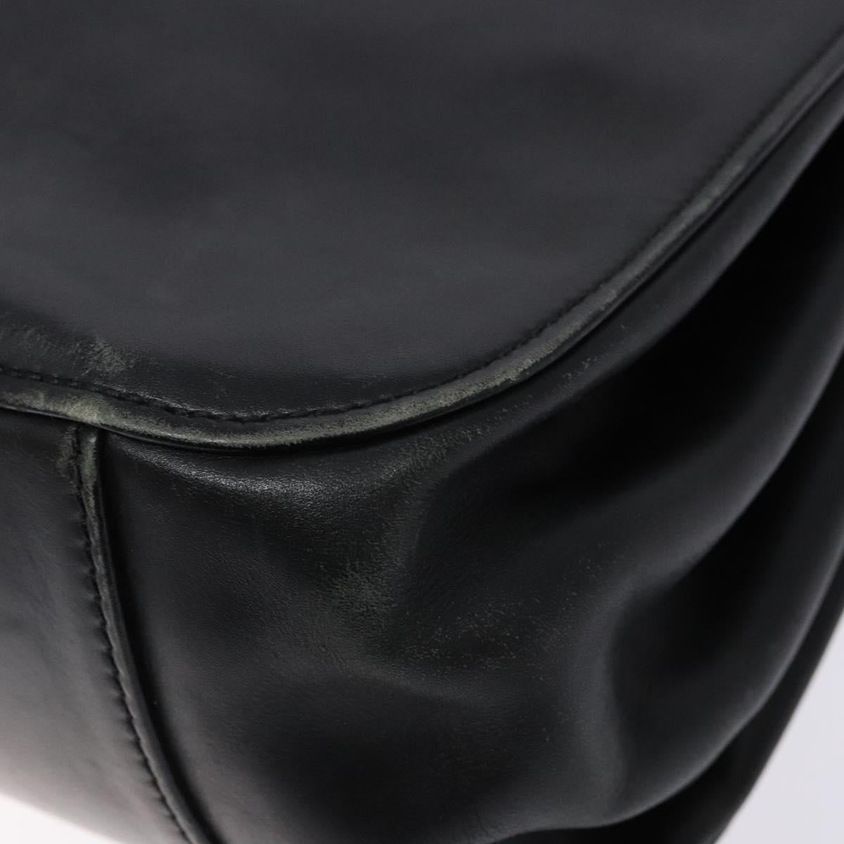 GUCCI Shoulder Bag Leather Black Silver 105376 Auth ep9793