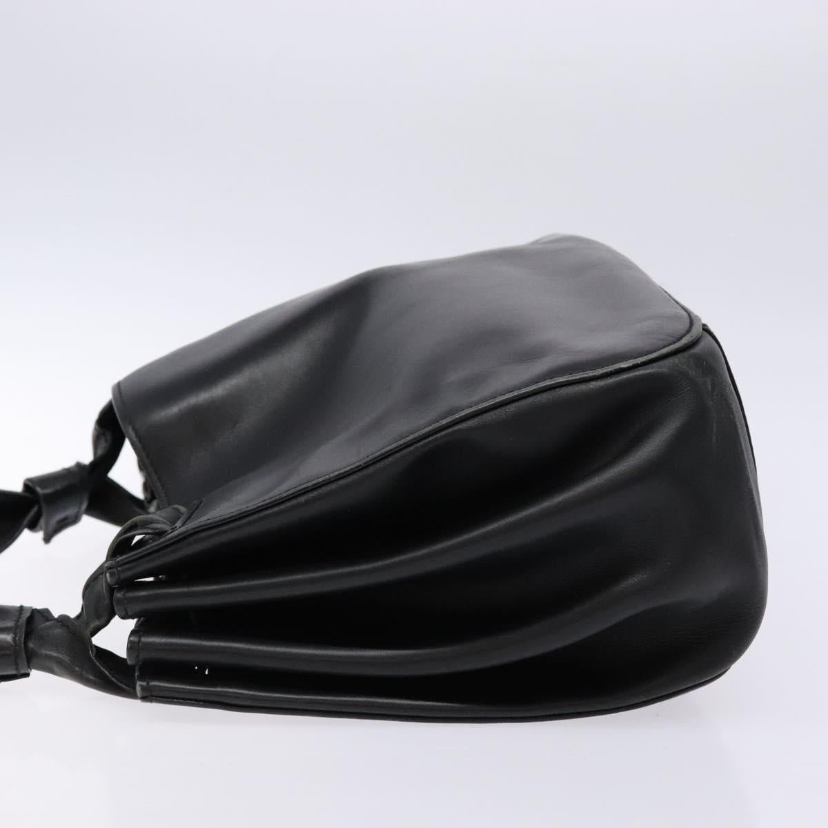 GUCCI Shoulder Bag Leather Black Silver 105376 Auth ep9793