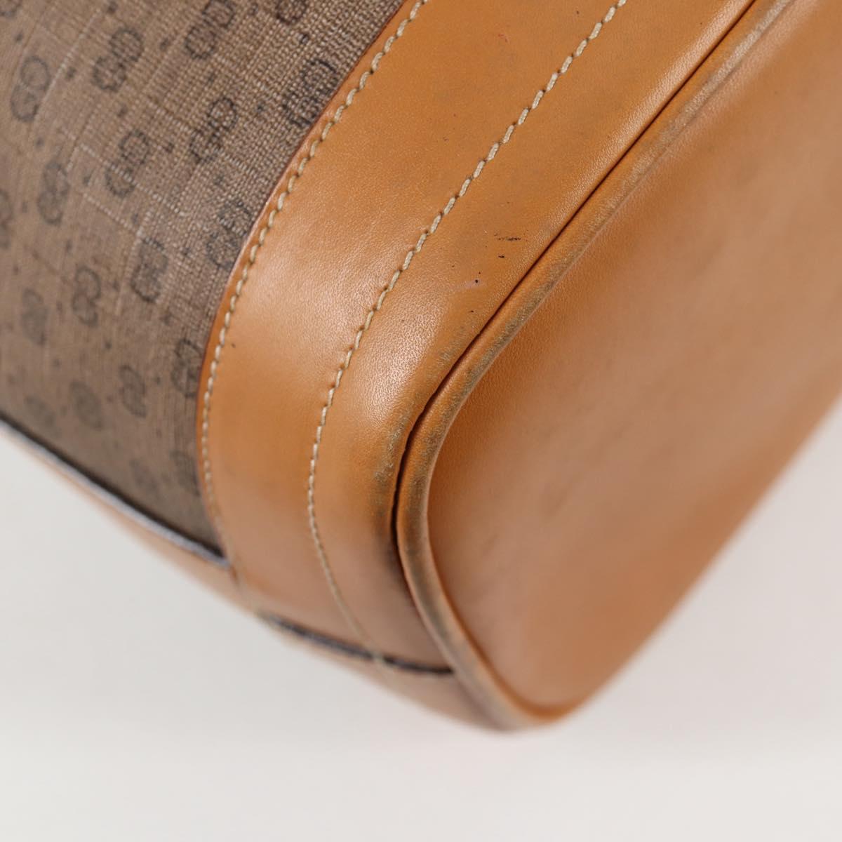 GUCCI Micro GG Supreme Shoulder Bag PVC Beige Gold Auth ep9824