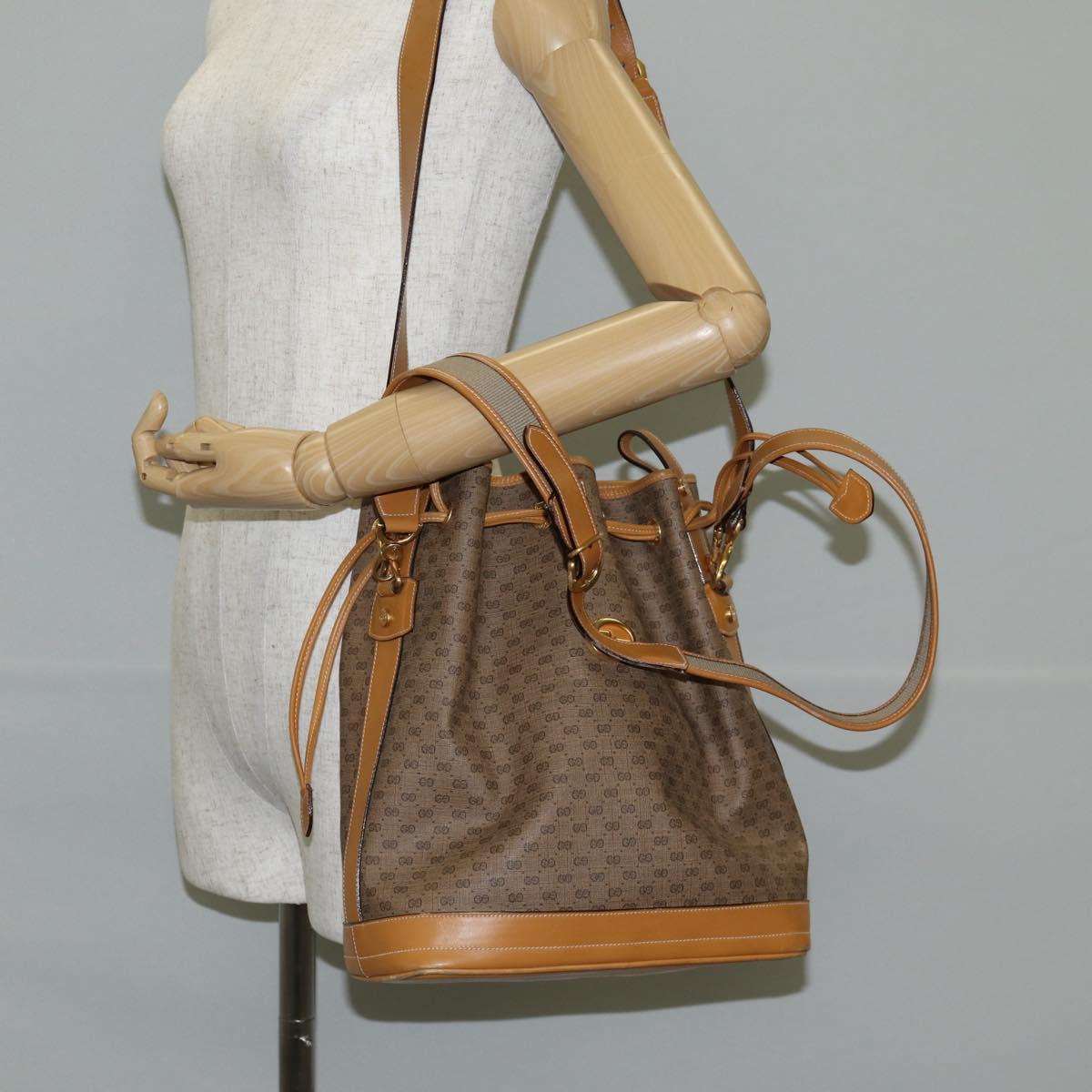 GUCCI Micro GG Supreme Shoulder Bag PVC Beige Gold Auth ep9824