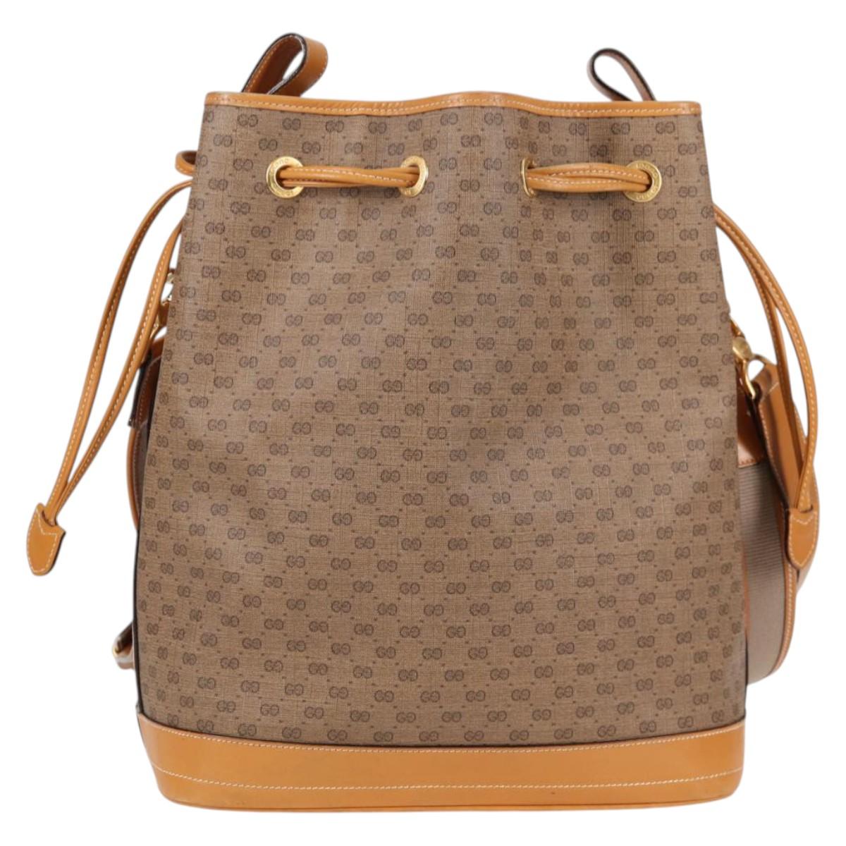 GUCCI Micro GG Supreme Shoulder Bag PVC Beige Gold Auth ep9824