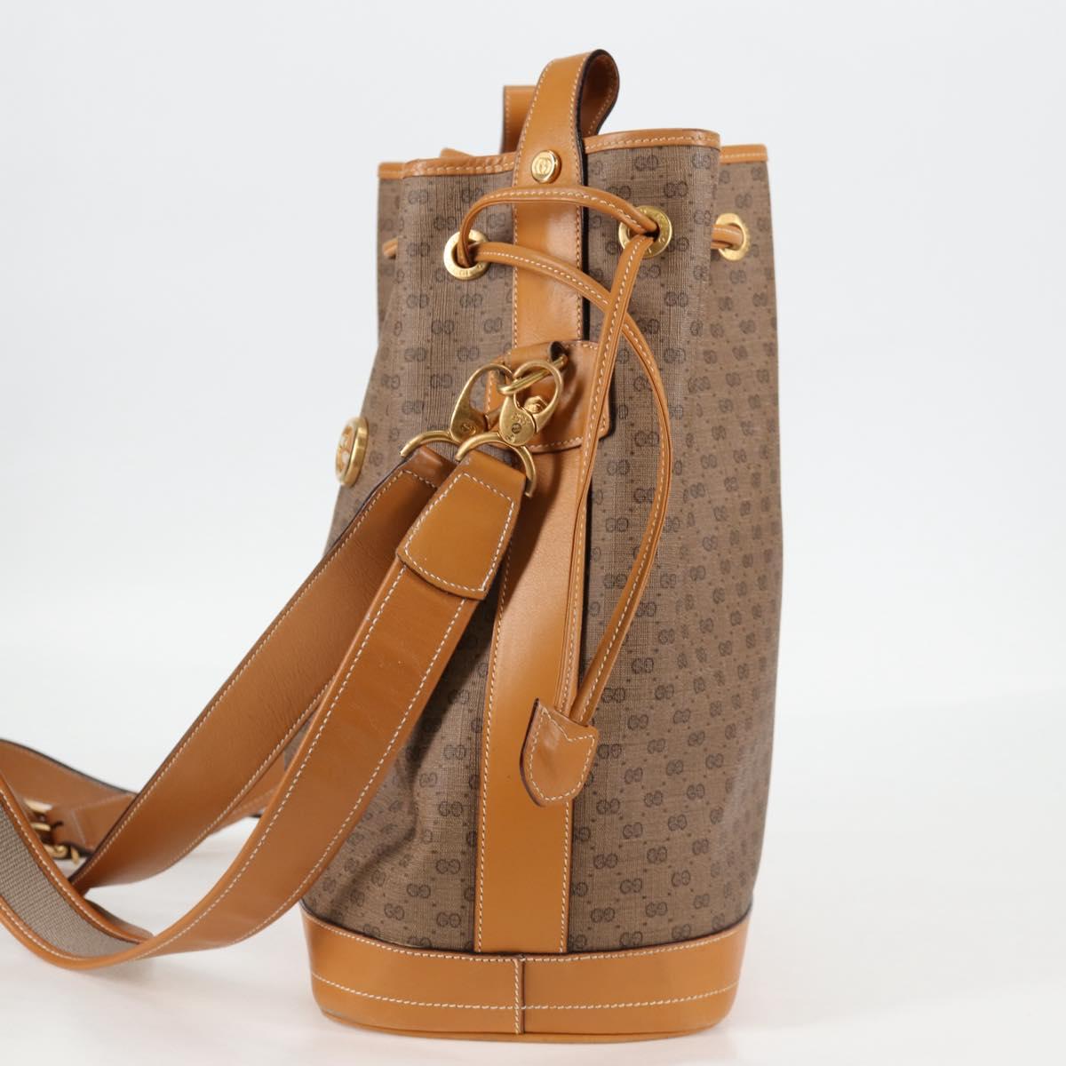 GUCCI Micro GG Supreme Shoulder Bag PVC Beige Gold Auth ep9824