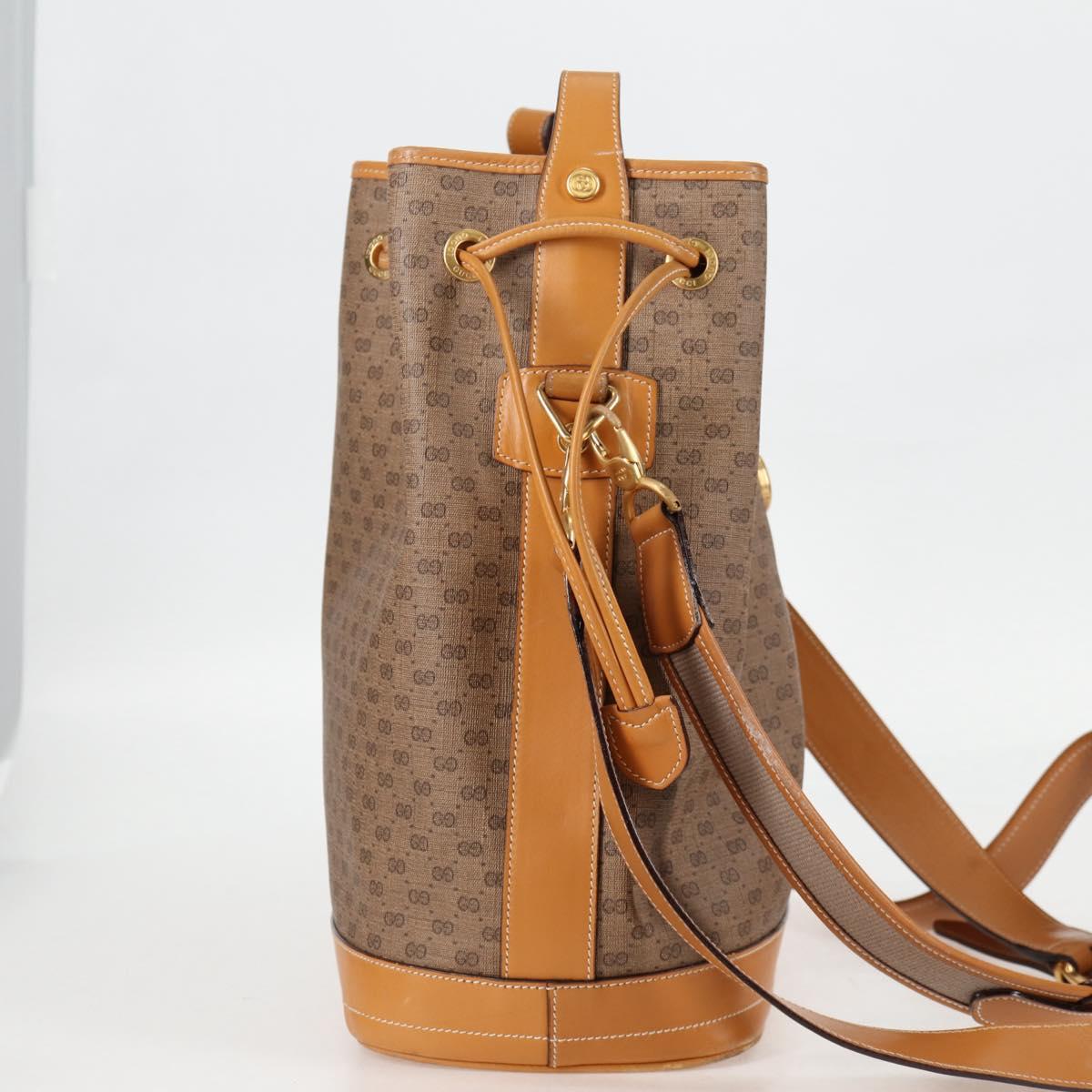 GUCCI Micro GG Supreme Shoulder Bag PVC Beige Gold Auth ep9824