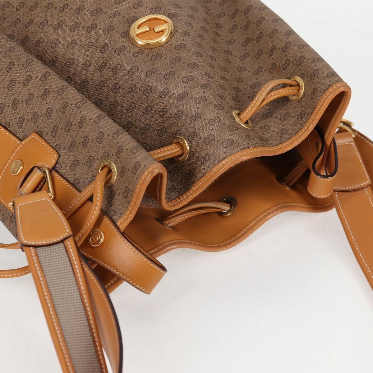 GUCCI Micro GG Supreme Shoulder Bag PVC Beige Gold Auth ep9824