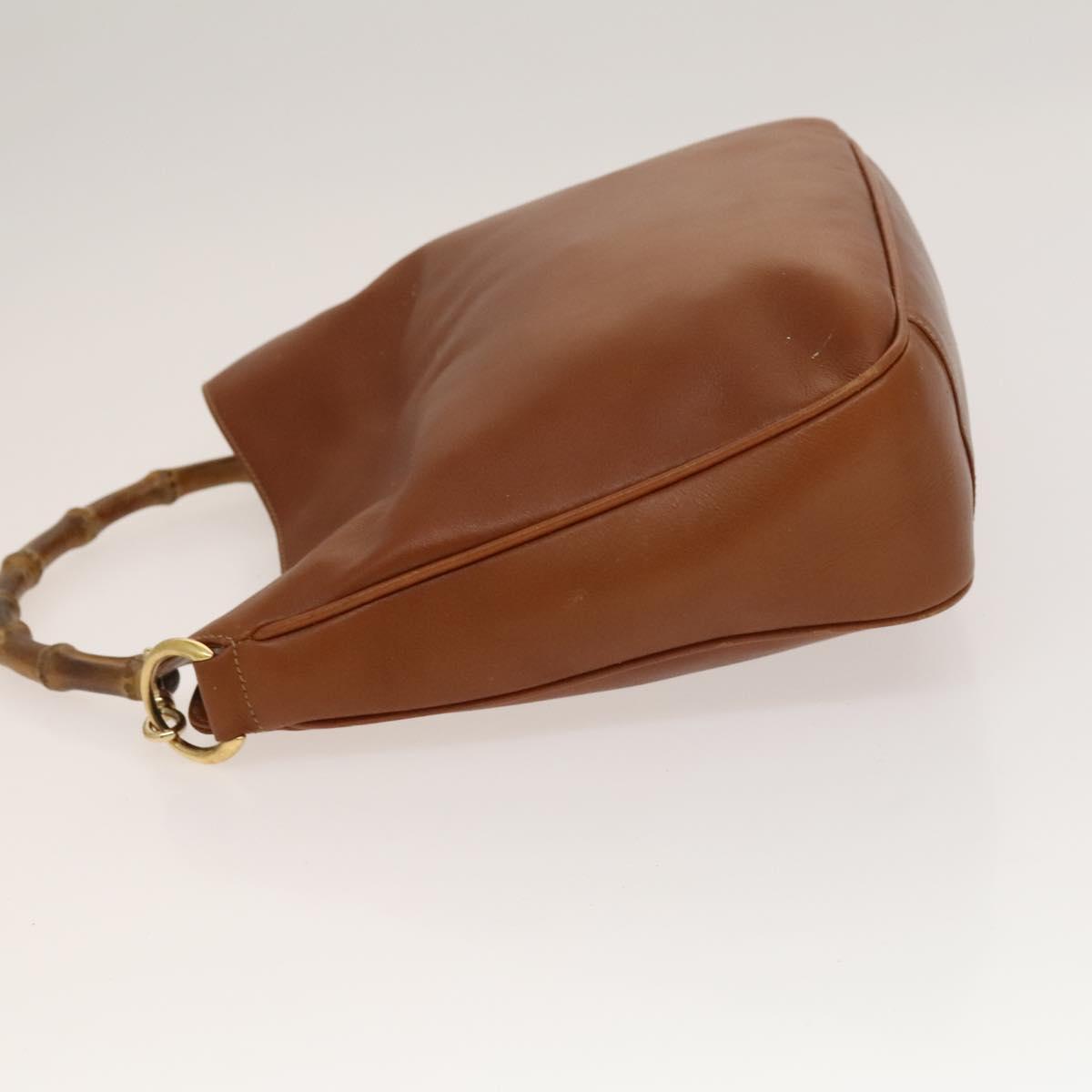 GUCCI Bamboo Hand Bag Leather 2way Brown Gold 001 0166 1638 Auth ep9829
