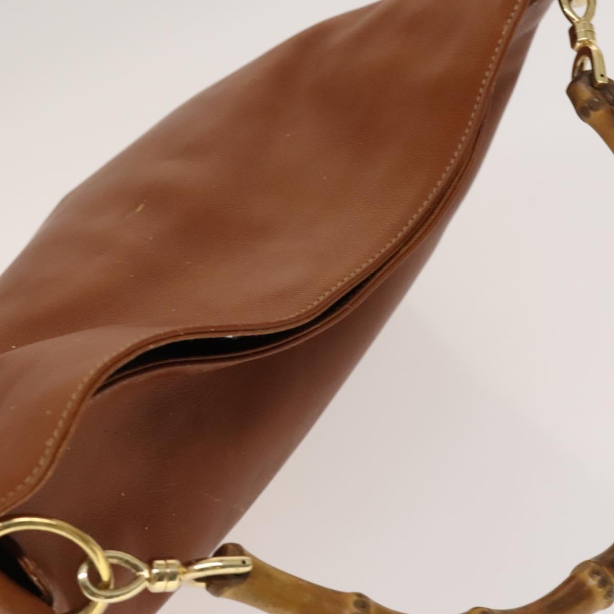GUCCI Bamboo Hand Bag Leather 2way Brown Gold 001 0166 1638 Auth ep9829