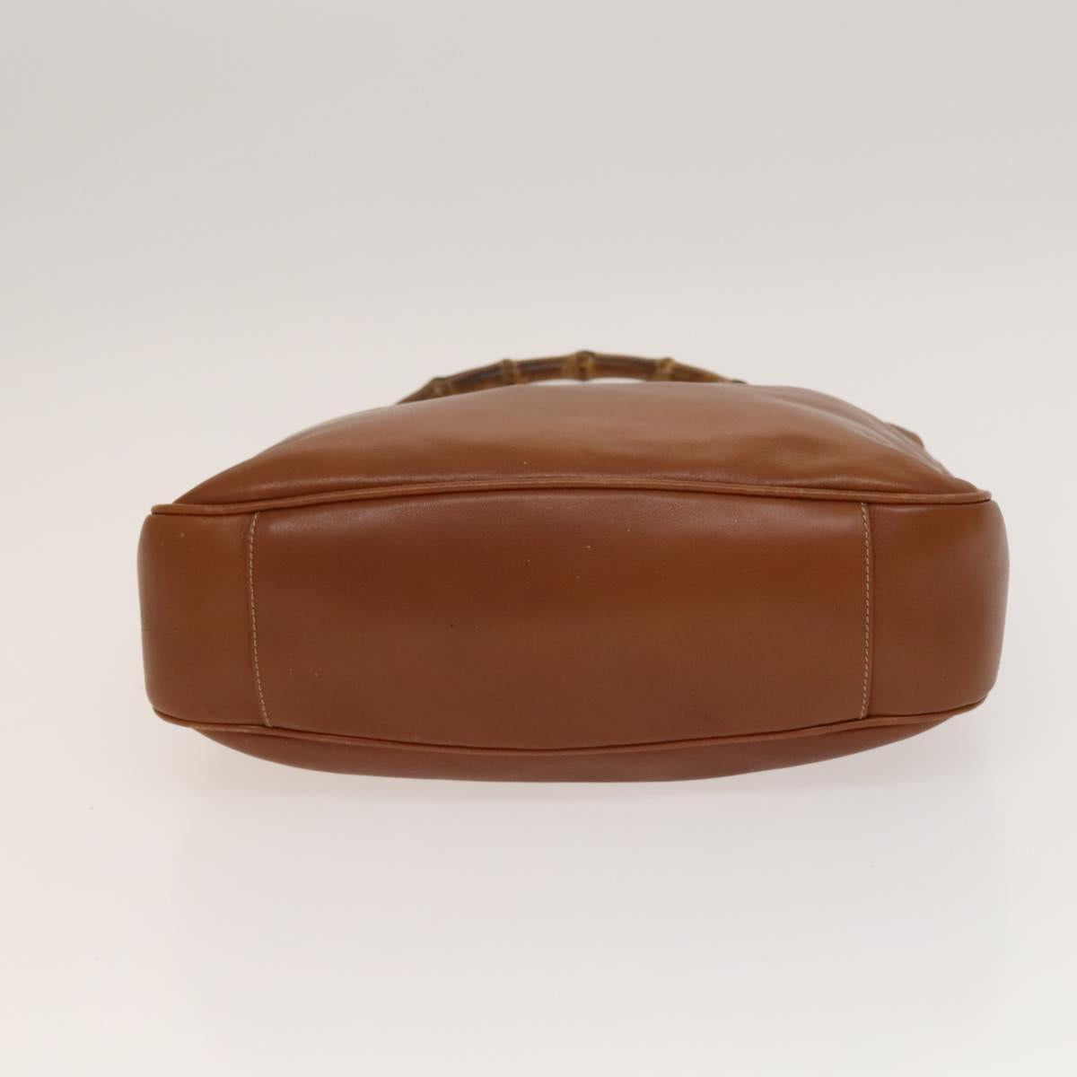 GUCCI Bamboo Hand Bag Leather 2way Brown Gold 001 0166 1638 Auth ep9829
