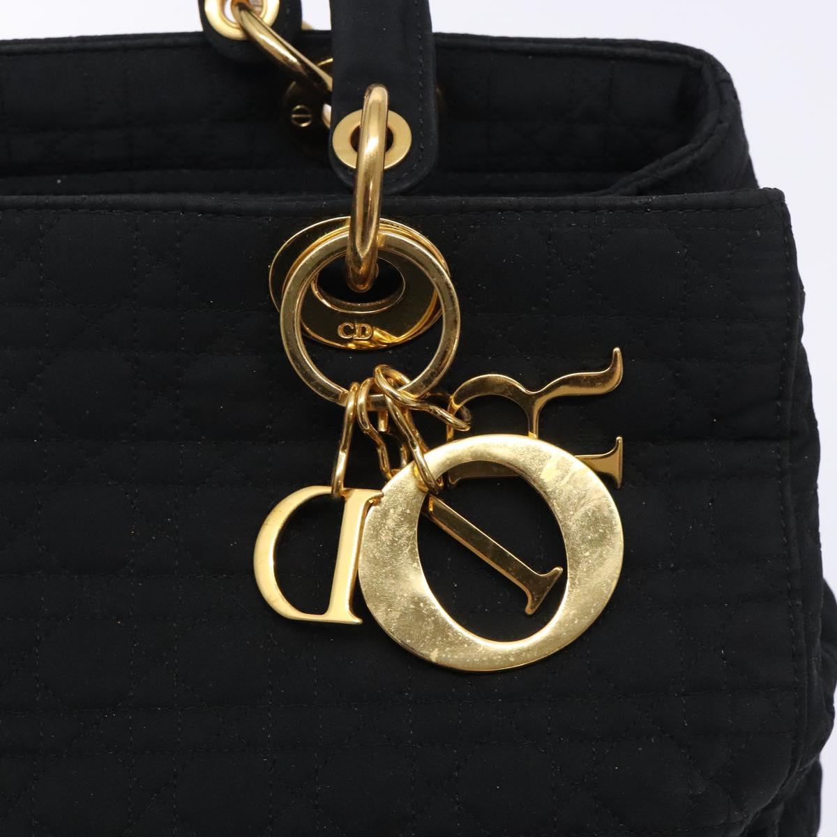 Christian Dior Canage Hand Bag Nylon Black Gold Auth ep9833