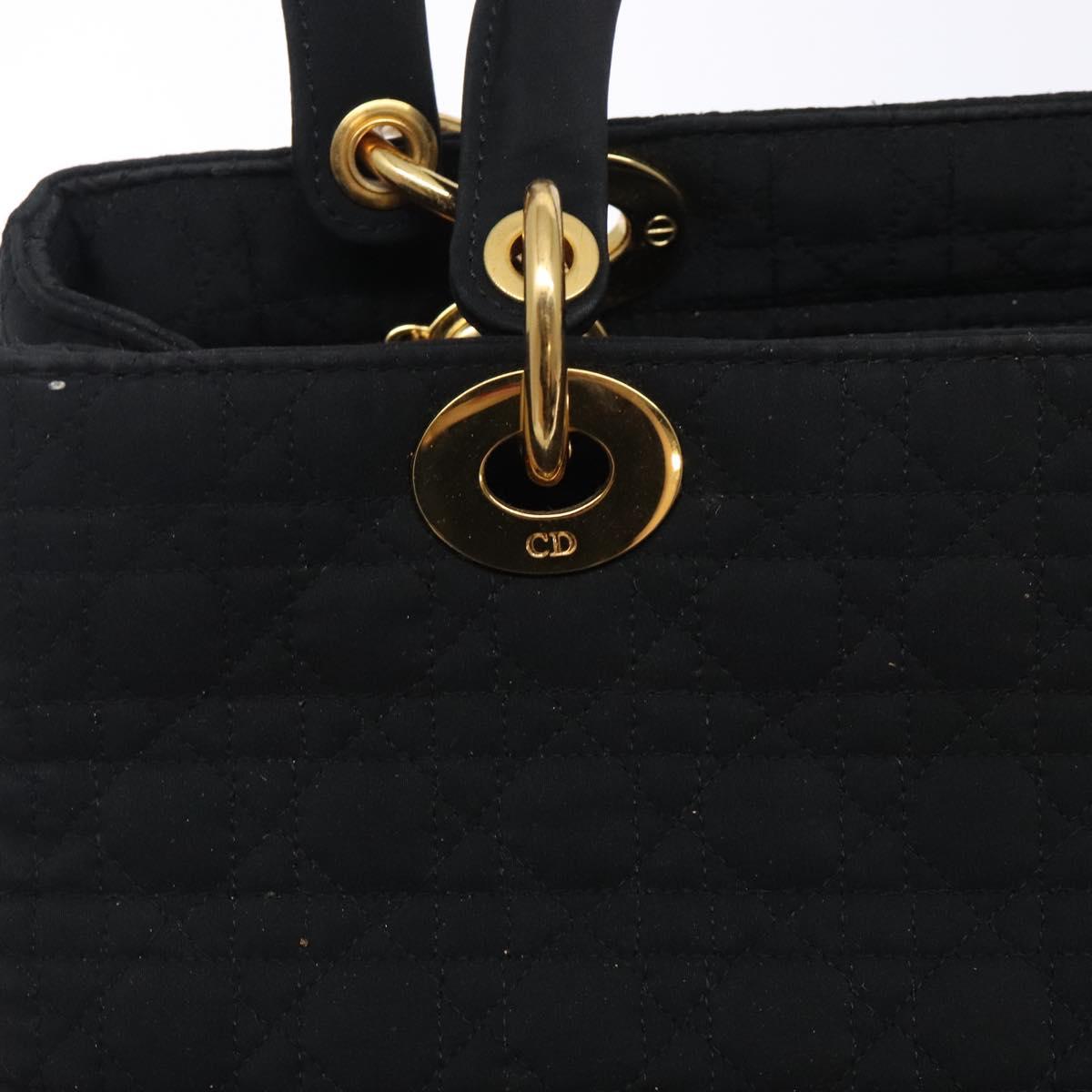 Christian Dior Canage Hand Bag Nylon Black Gold Auth ep9833
