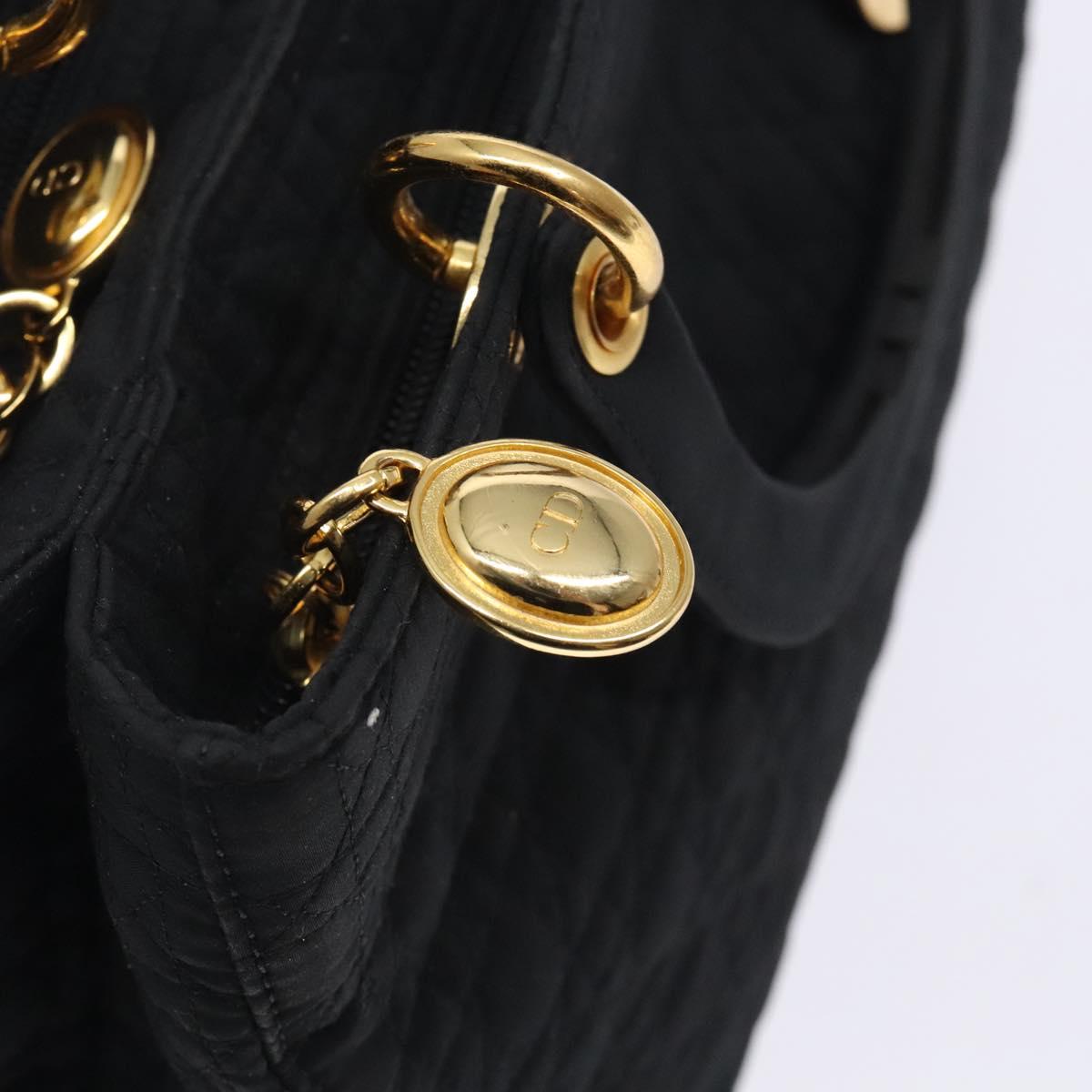 Christian Dior Canage Hand Bag Nylon Black Gold Auth ep9833