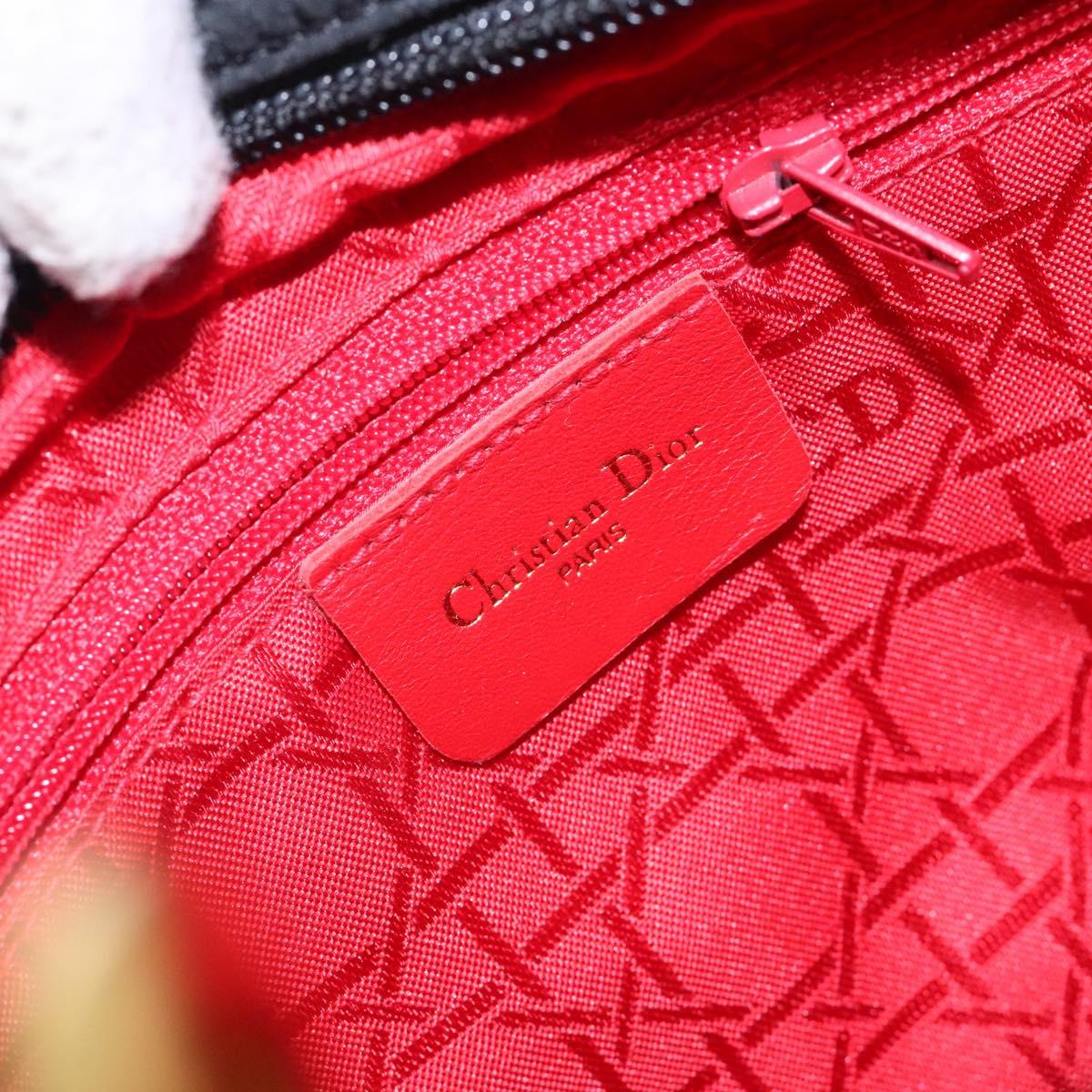 Christian Dior Canage Hand Bag Nylon Black Gold Auth ep9833