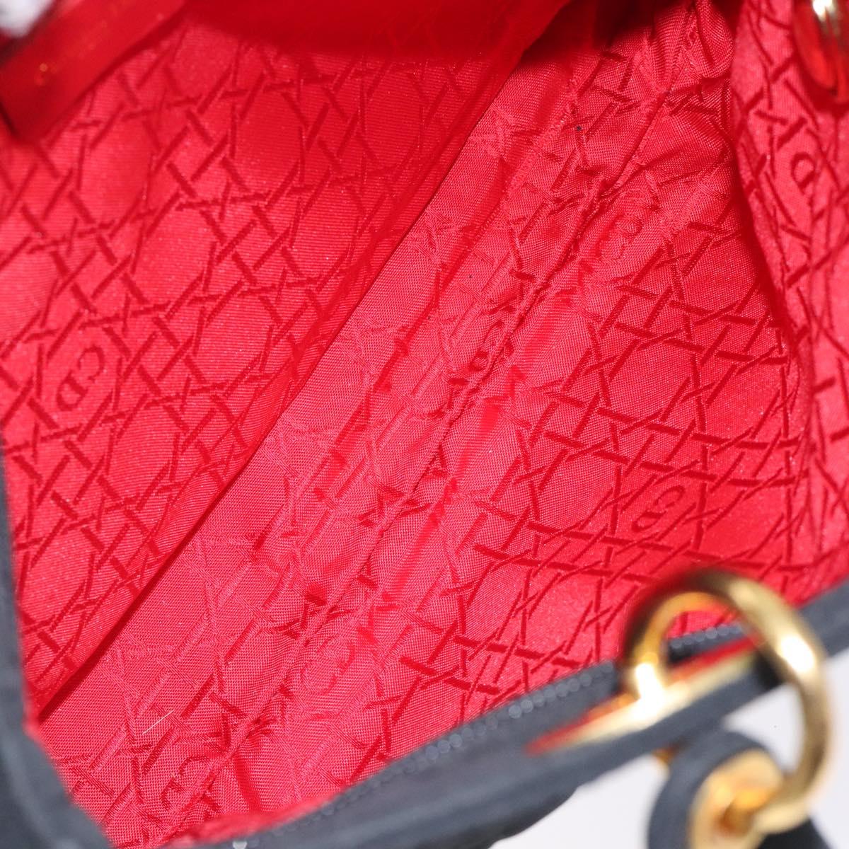 Christian Dior Canage Hand Bag Nylon Black Gold Auth ep9833