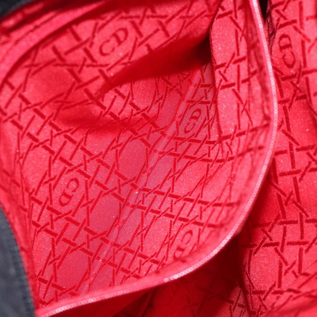 Christian Dior Canage Hand Bag Nylon Black Gold Auth ep9833