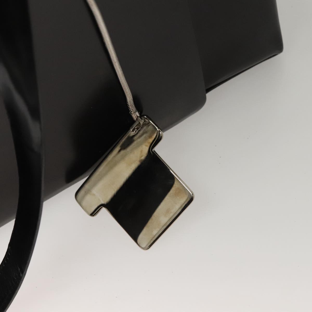 GUCCI Tote Bag Patent leather Black Silver Auth ep9834