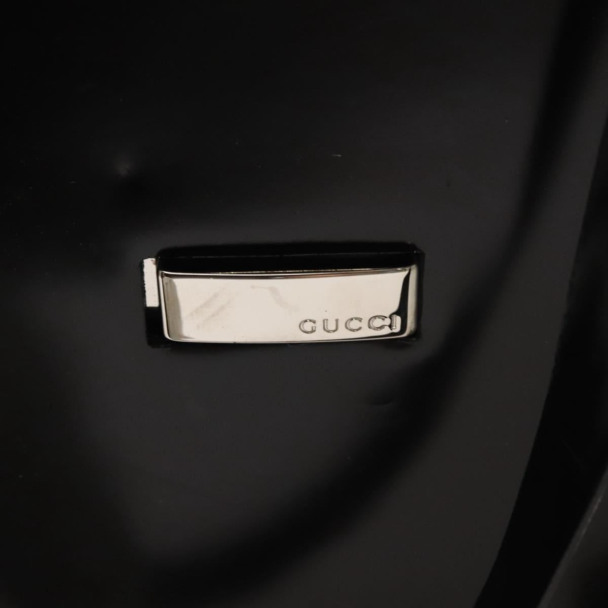 GUCCI Tote Bag Patent leather Black Silver Auth ep9834
