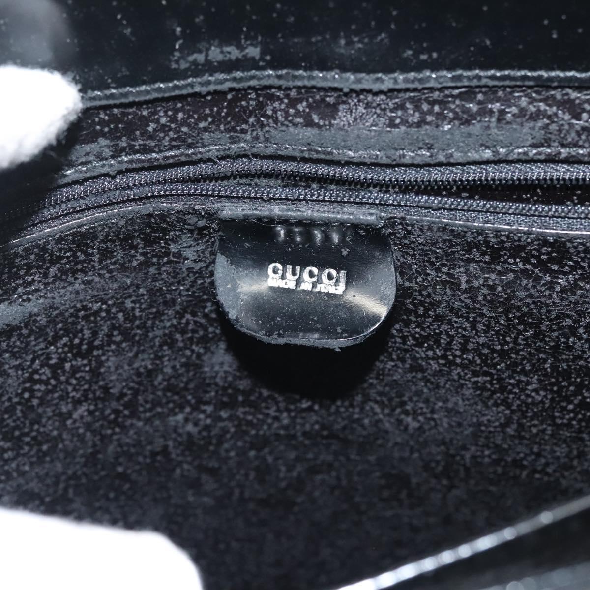 GUCCI Tote Bag Patent leather Black Silver Auth ep9834