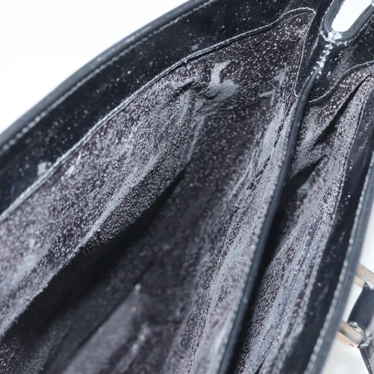 GUCCI Tote Bag Patent leather Black Silver Auth ep9834