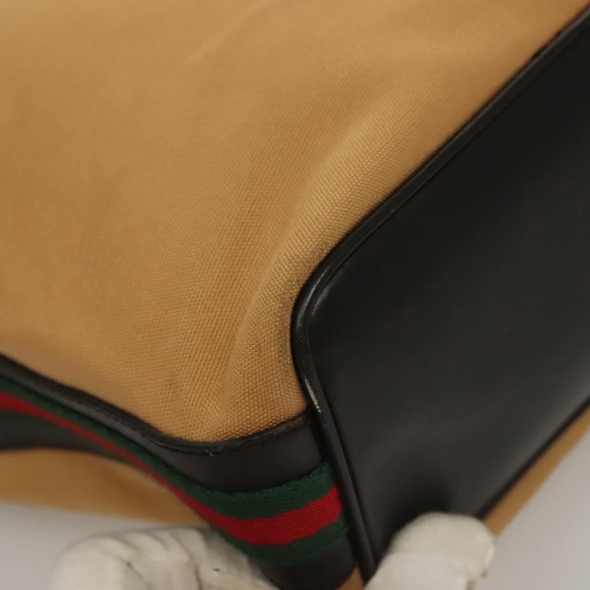 GUCCI Web Sherry Line Shoulder Bag Canvas Beige Gold 001 4288 Auth ep9856