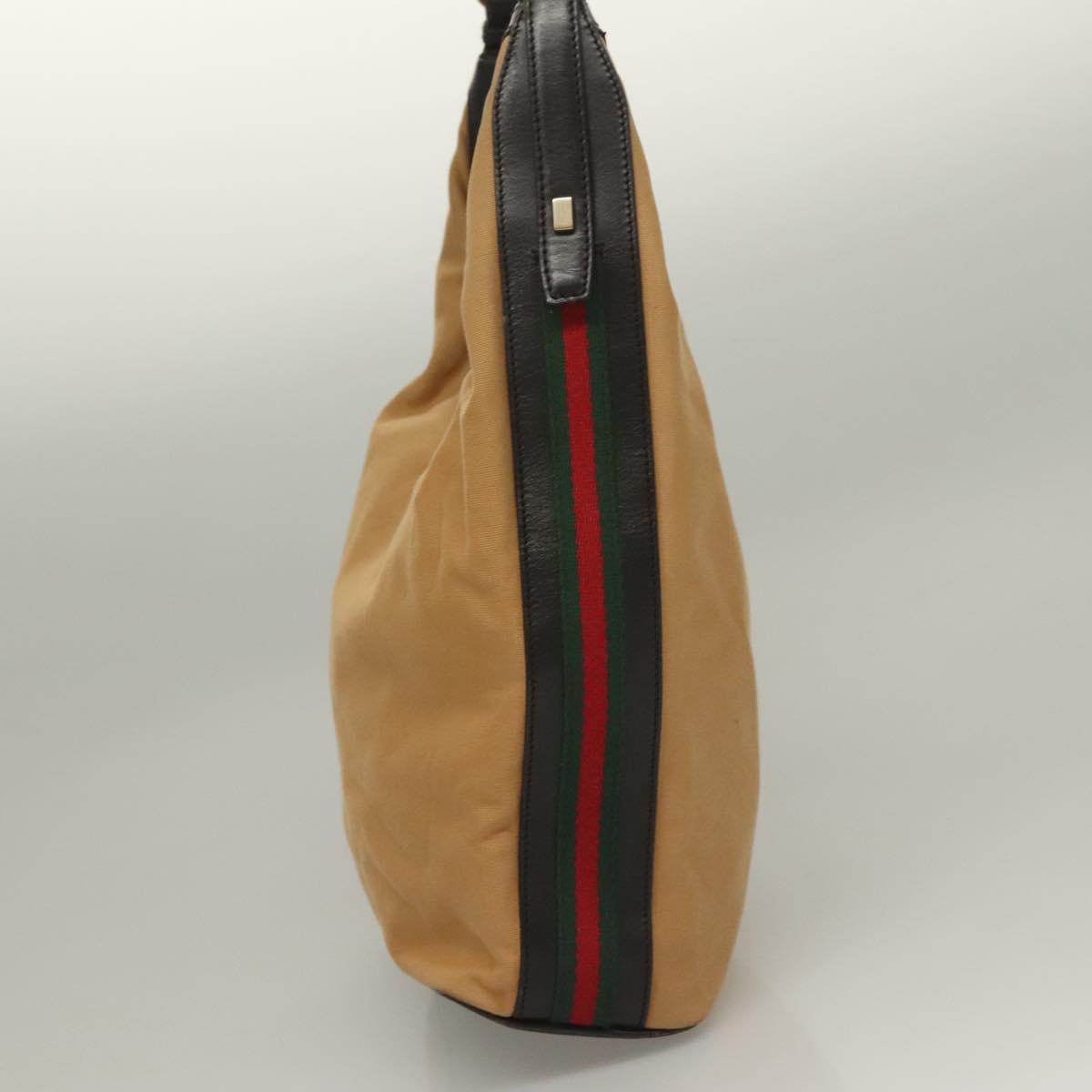 GUCCI Web Sherry Line Shoulder Bag Canvas Beige Gold 001 4288 Auth ep9856