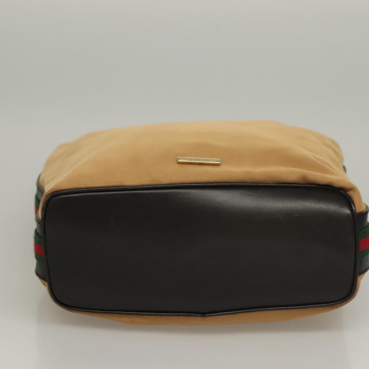 GUCCI Web Sherry Line Shoulder Bag Canvas Beige Gold 001 4288 Auth ep9856