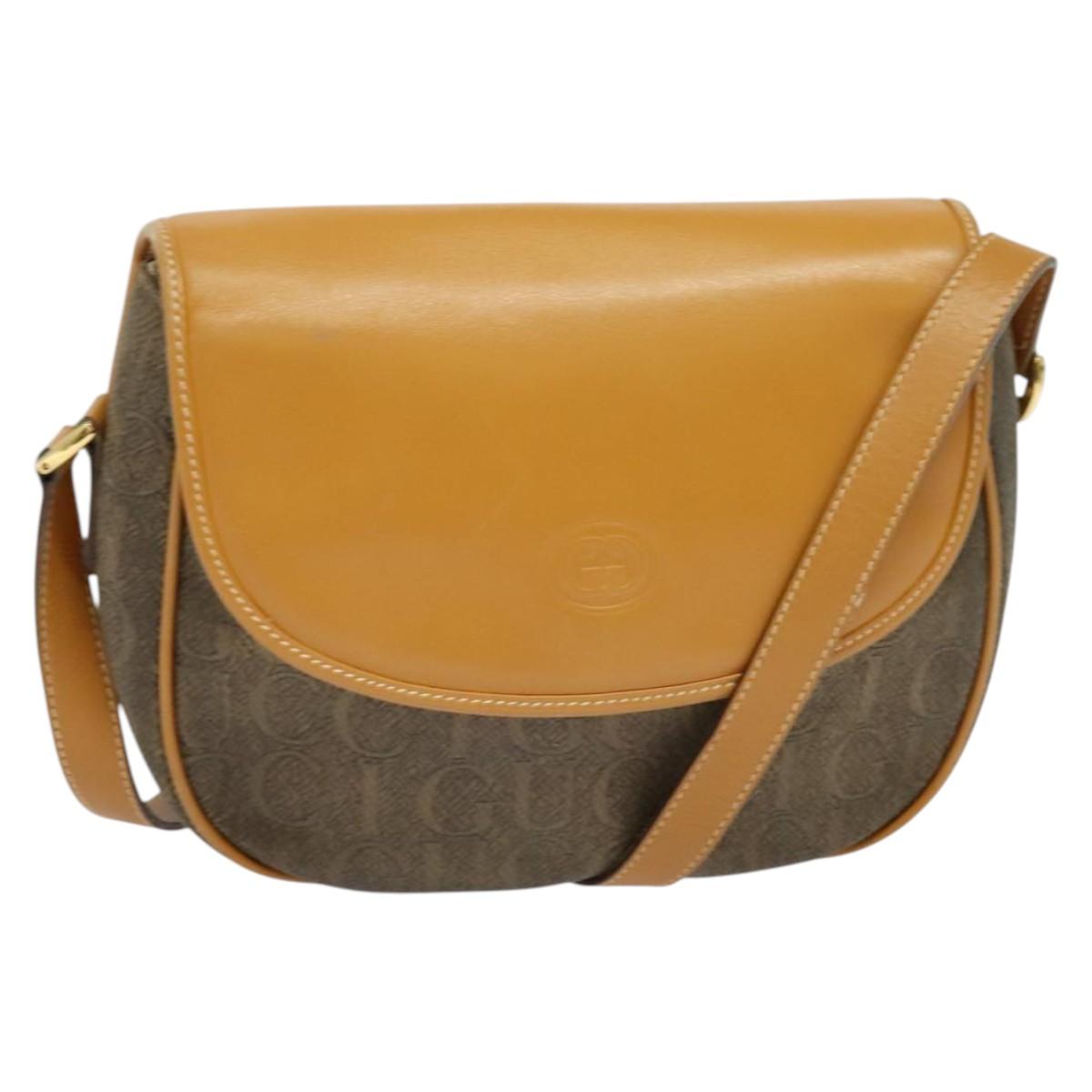 GUCCI Shoulder Bag PVC Brown Gold 001 084 1304 Auth ep9857