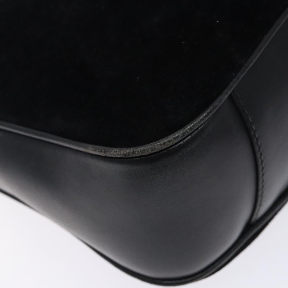 GUCCI Bamboo Hand Bag Suede Black Gold 001 1014 1638 Auth ep9866