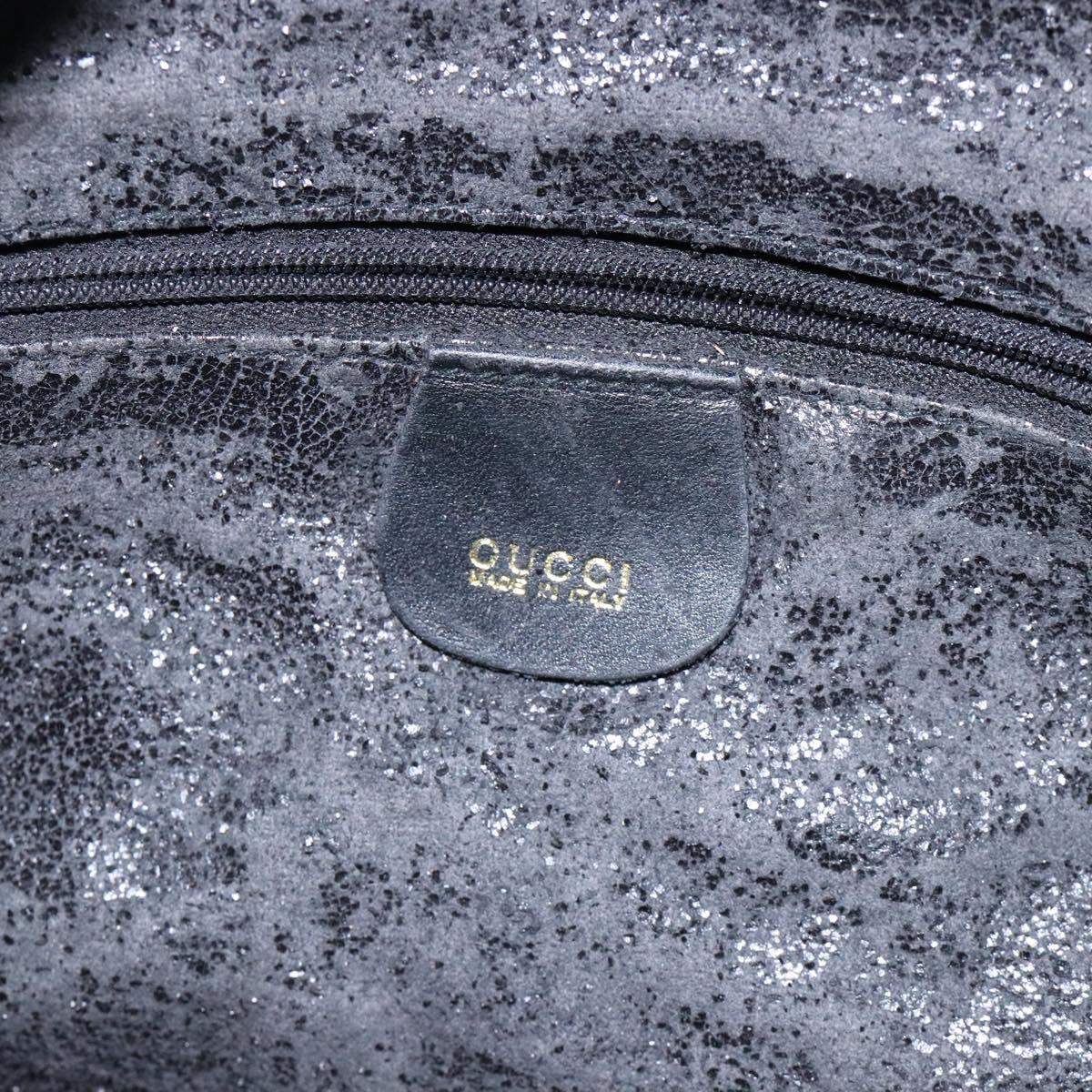 GUCCI Bamboo Hand Bag Suede Black Gold 001 1014 1638 Auth ep9866