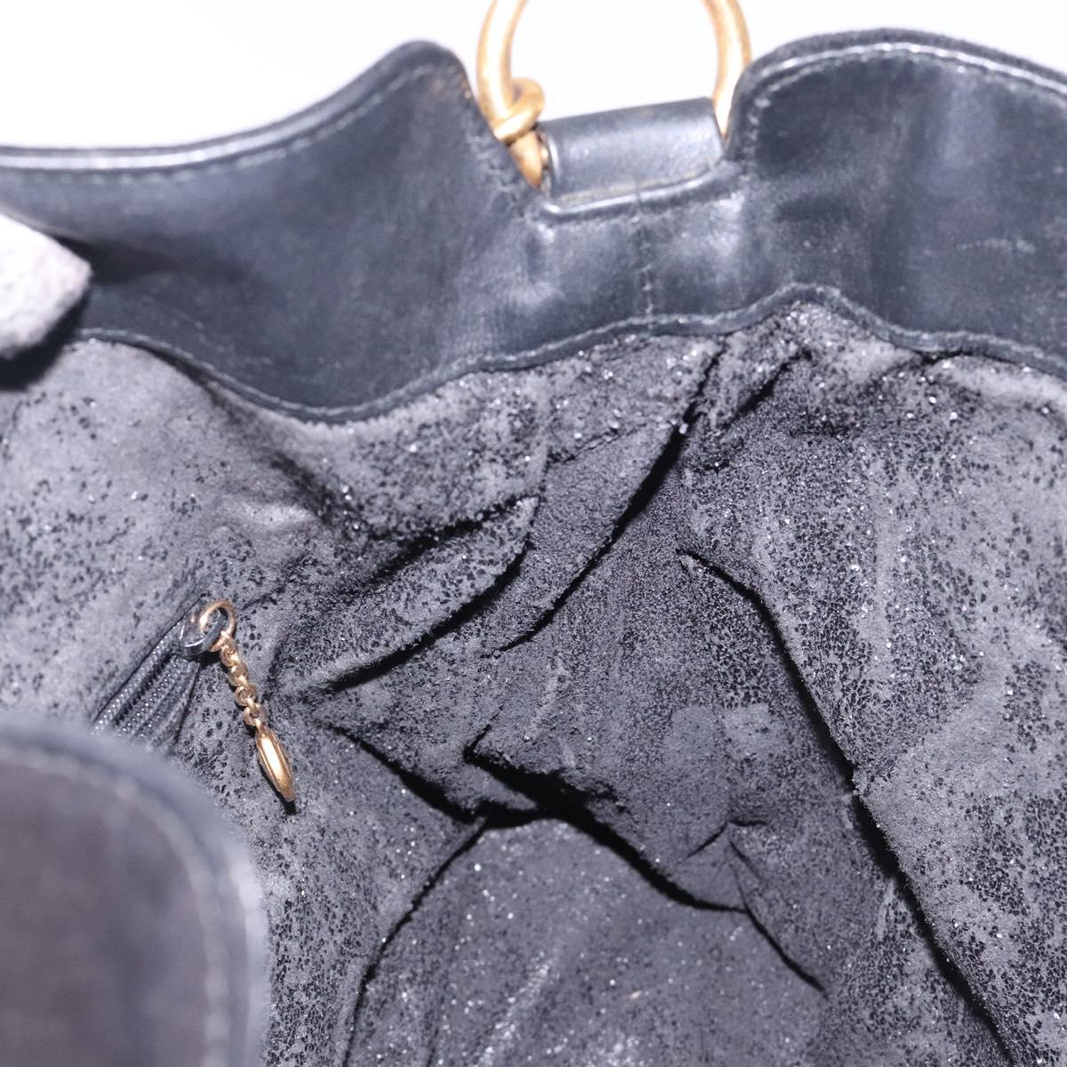 GUCCI Bamboo Hand Bag Suede Black Gold 001 1014 1638 Auth ep9866