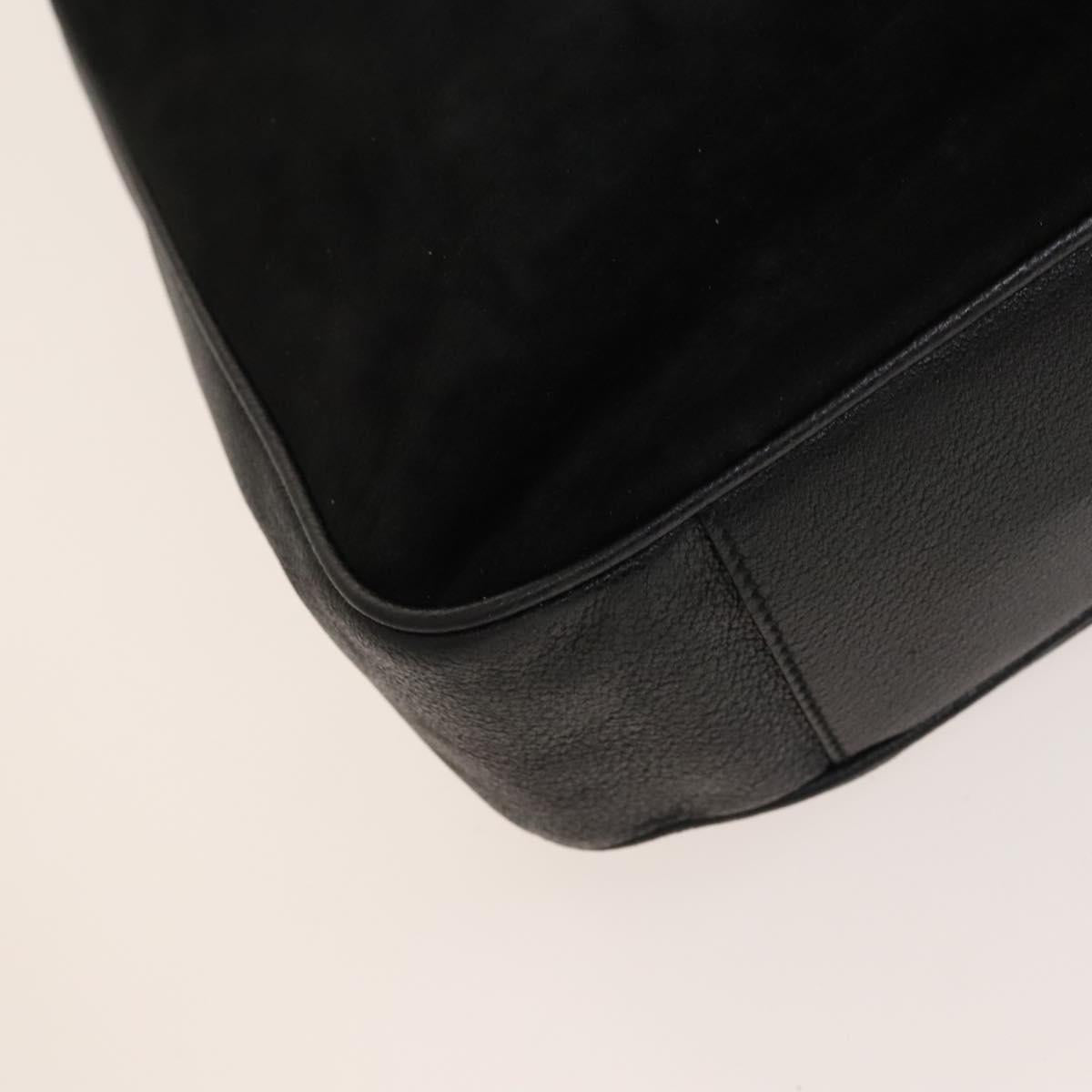 GUCCI Bamboo Hand Bag Suede 2way Black Gold 001 1998 1577 Auth ep9868