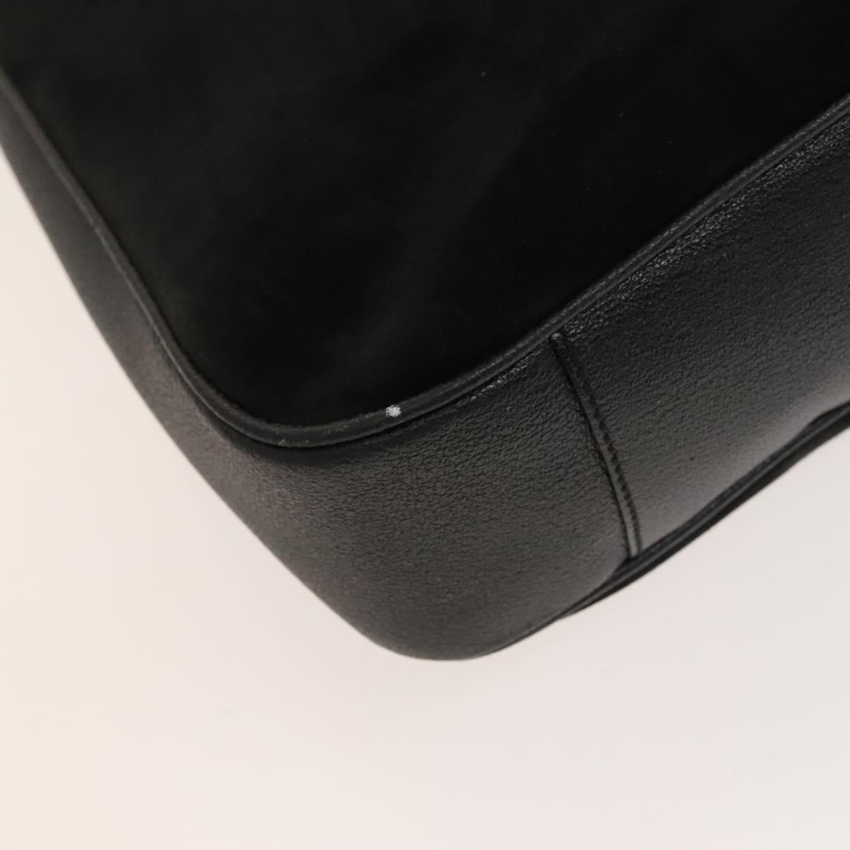 GUCCI Bamboo Hand Bag Suede 2way Black Gold 001 1998 1577 Auth ep9868