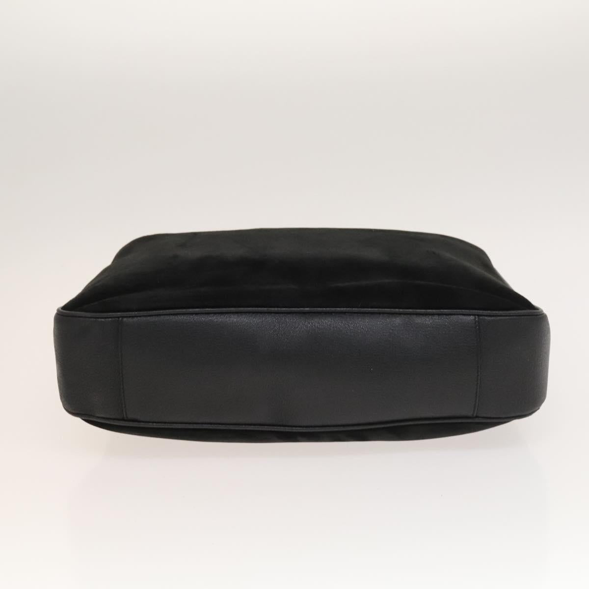 GUCCI Bamboo Hand Bag Suede 2way Black Gold 001 1998 1577 Auth ep9868