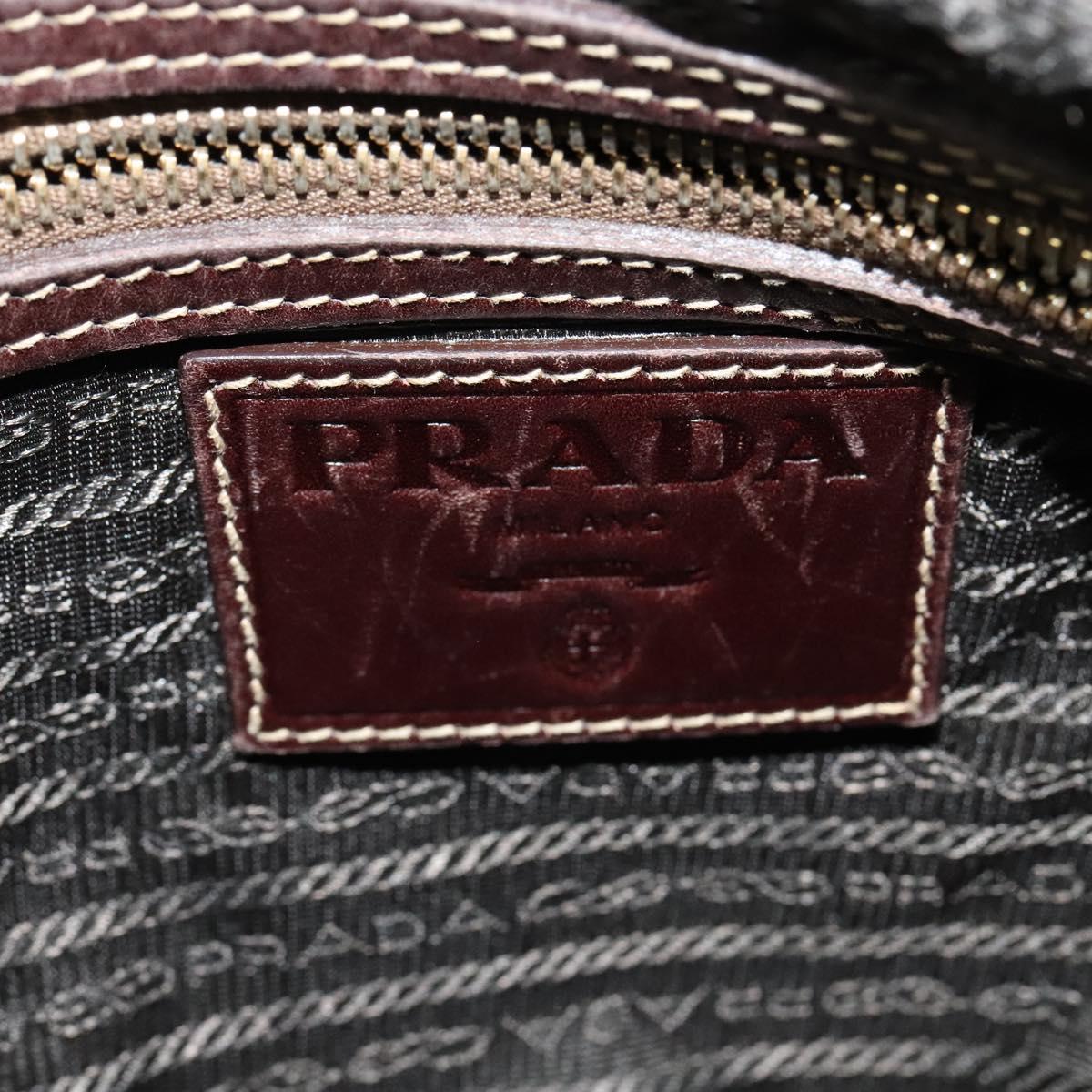 PRADA Shoulder Bag Canvas Brown Gold Auth ep9878