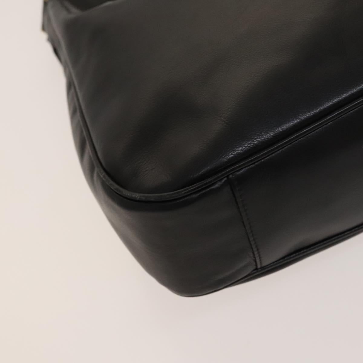 GUCCI Bamboo Hand Bag Leather 2way Black Gold Auth ep9886